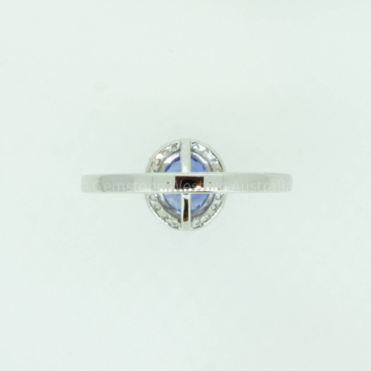 Unheated 1.85ct Ceylon Sapphire and Diamond Halo Ring in 18k White Gold