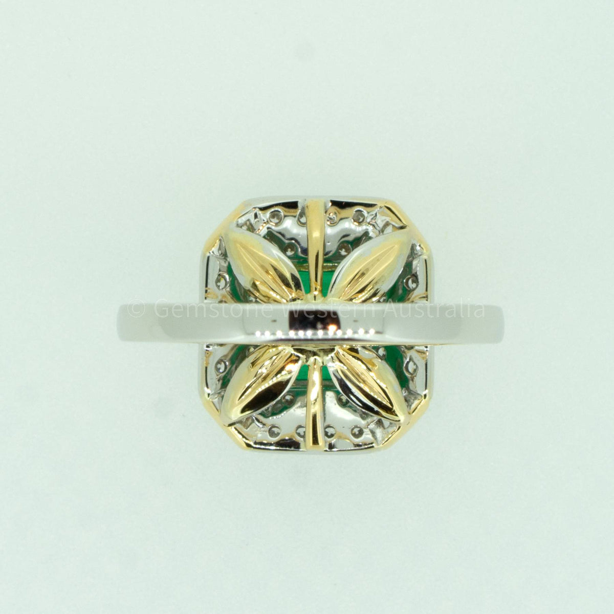 Emerald Cut Colombian Emerald and Diamond Statement Ring in 18K Gold
