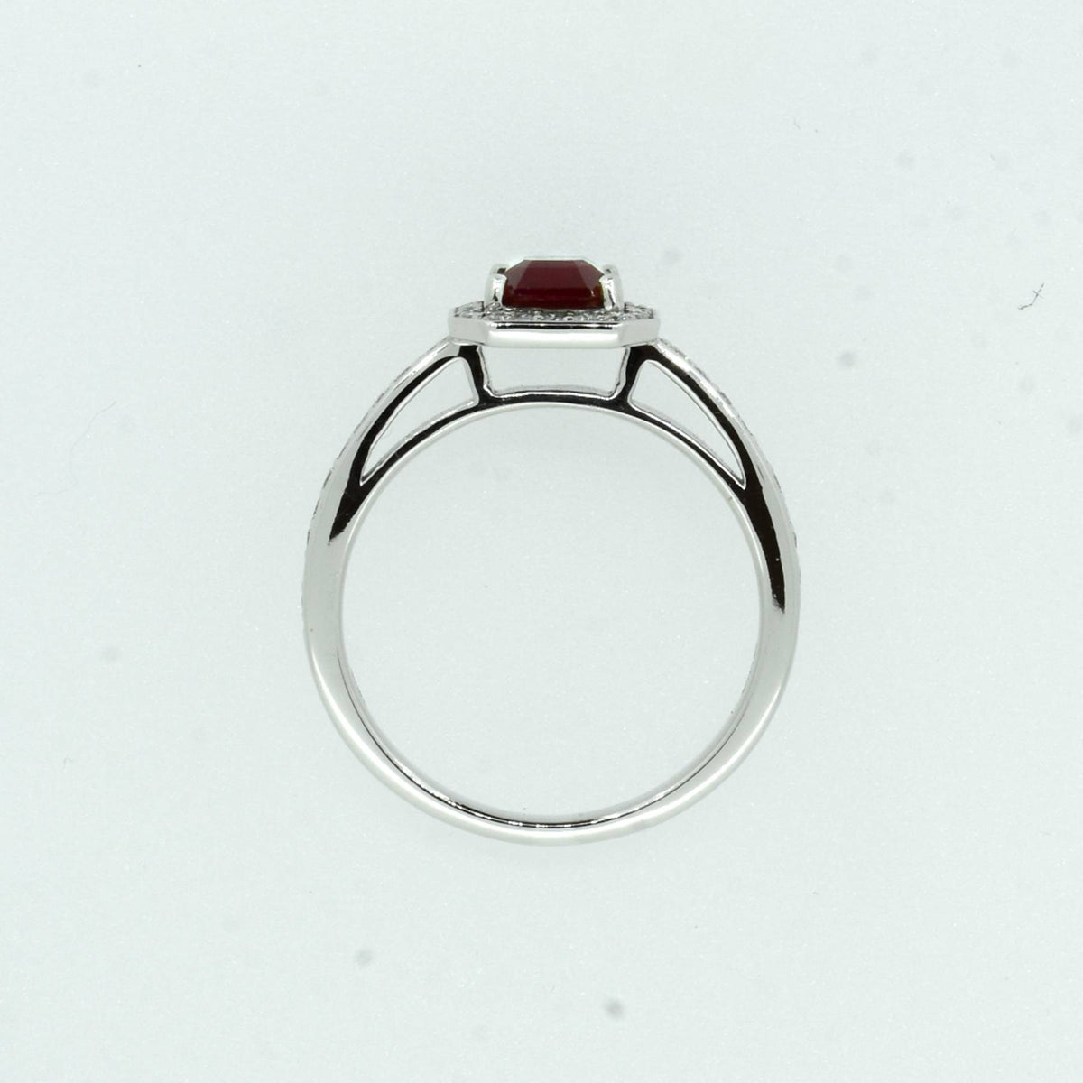 1.55ct Ruby and Diamond Halo Engagement Ring