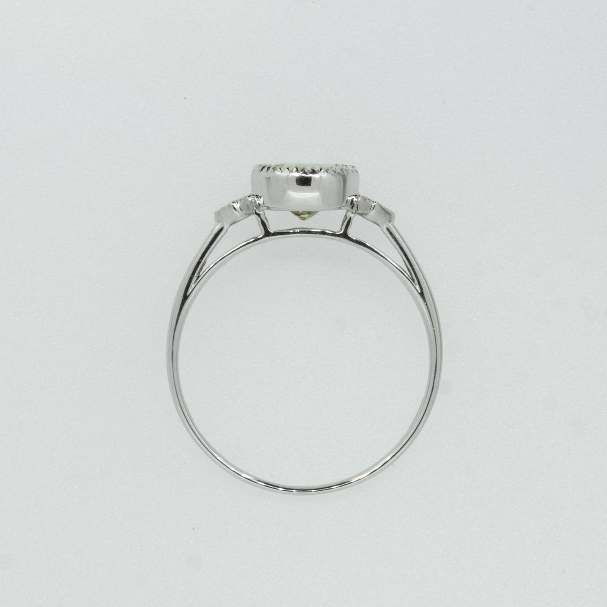 Unheated Yellow Sapphire and Diamond Ring 14k White Gold