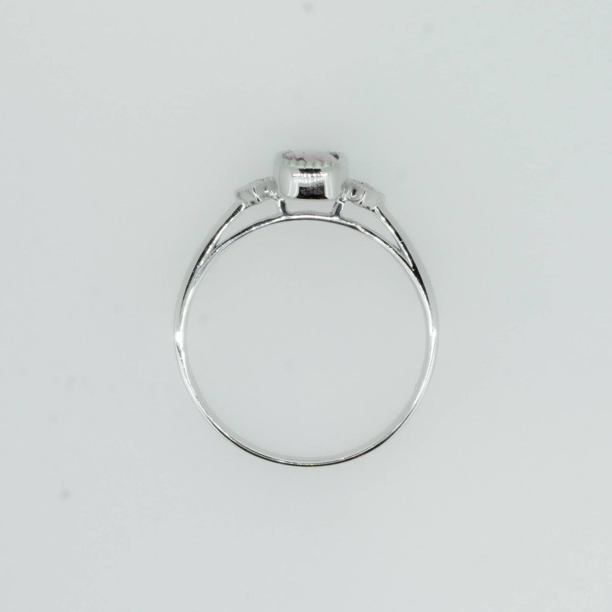 Natural Pink Sapphire and Diamond Three Stone Ring in White Gold