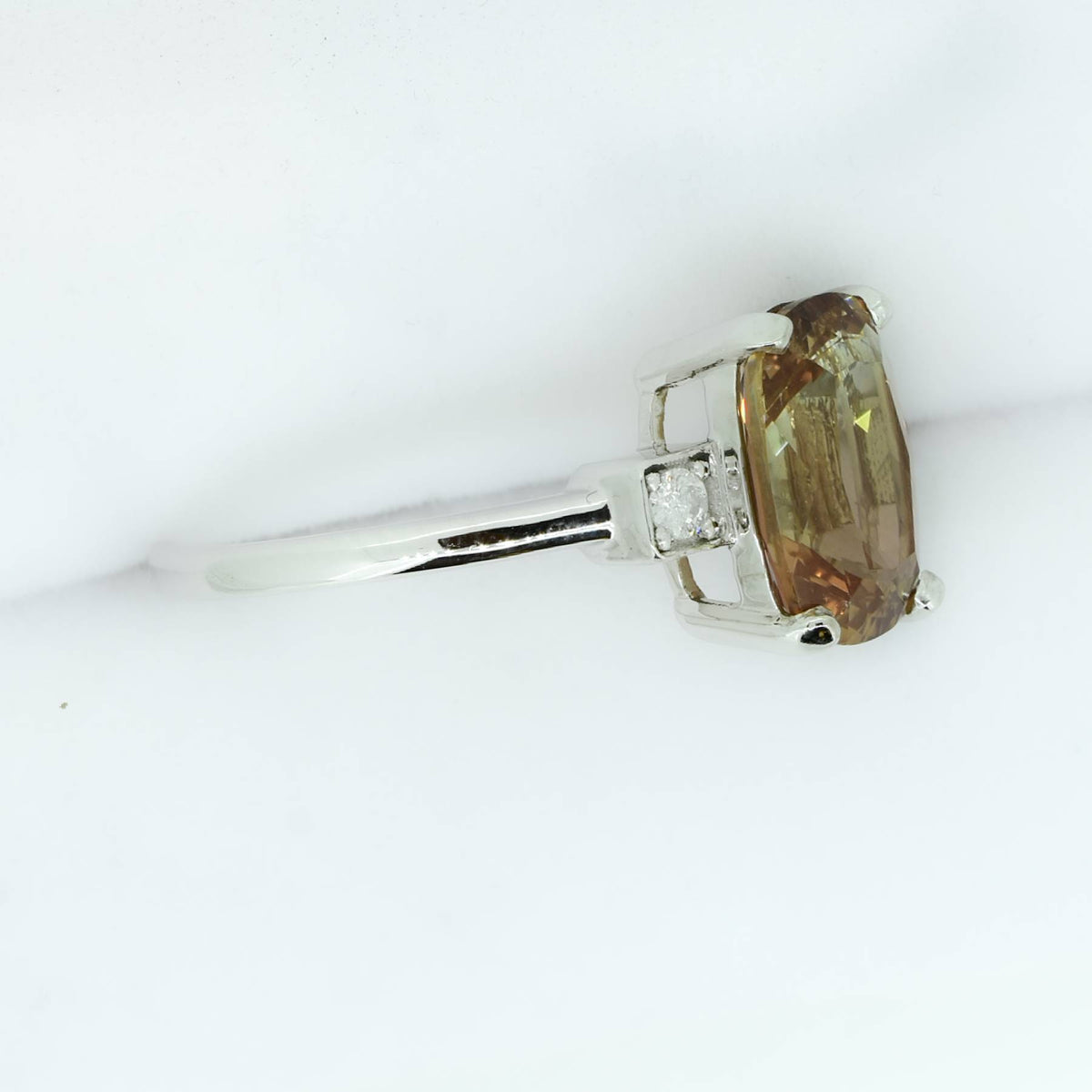 Natural Sunstone Engagement / Dress Ring with Diamonds