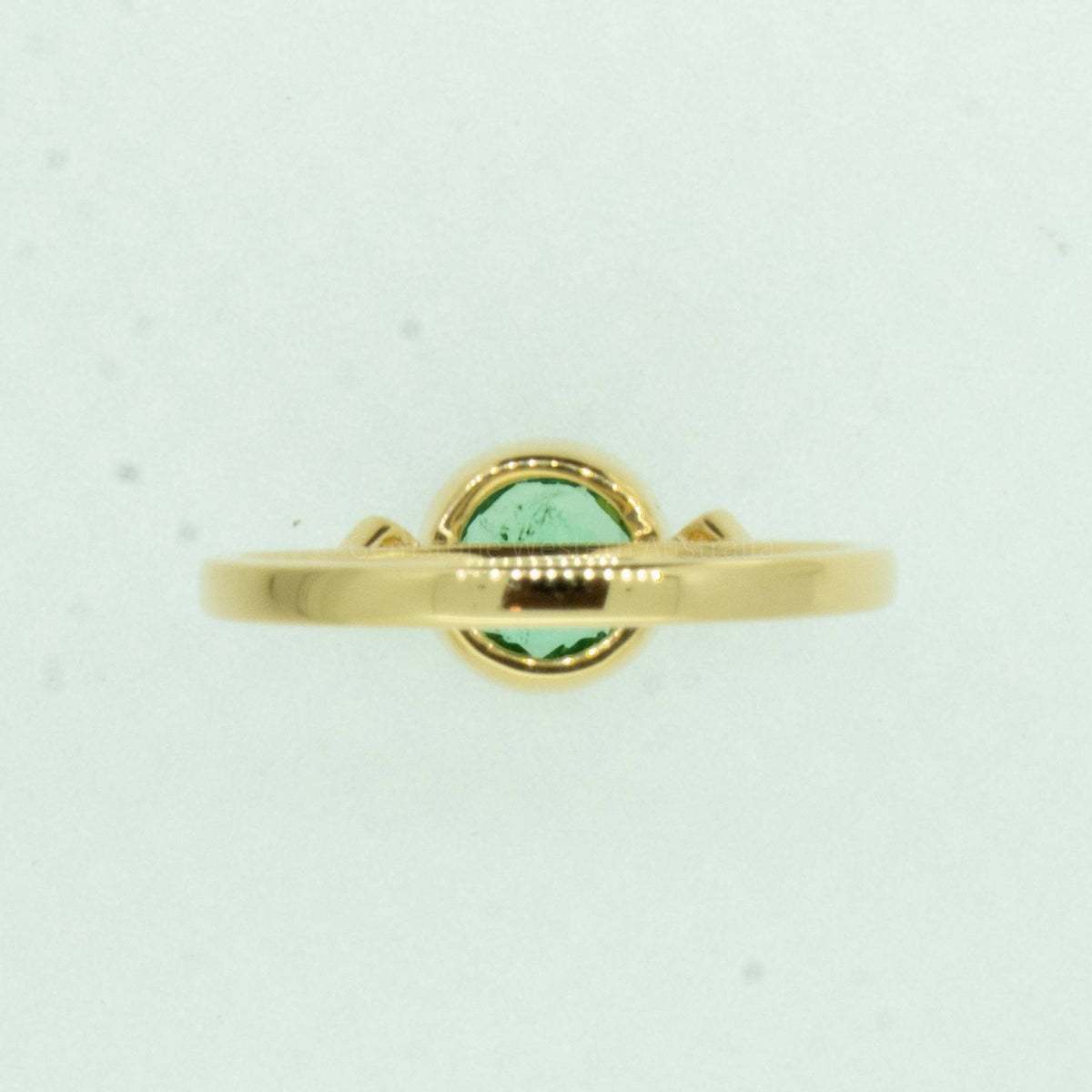 Natural Colombian Emerald and Diamond Three Stone Ring in 18K Yellow Gold