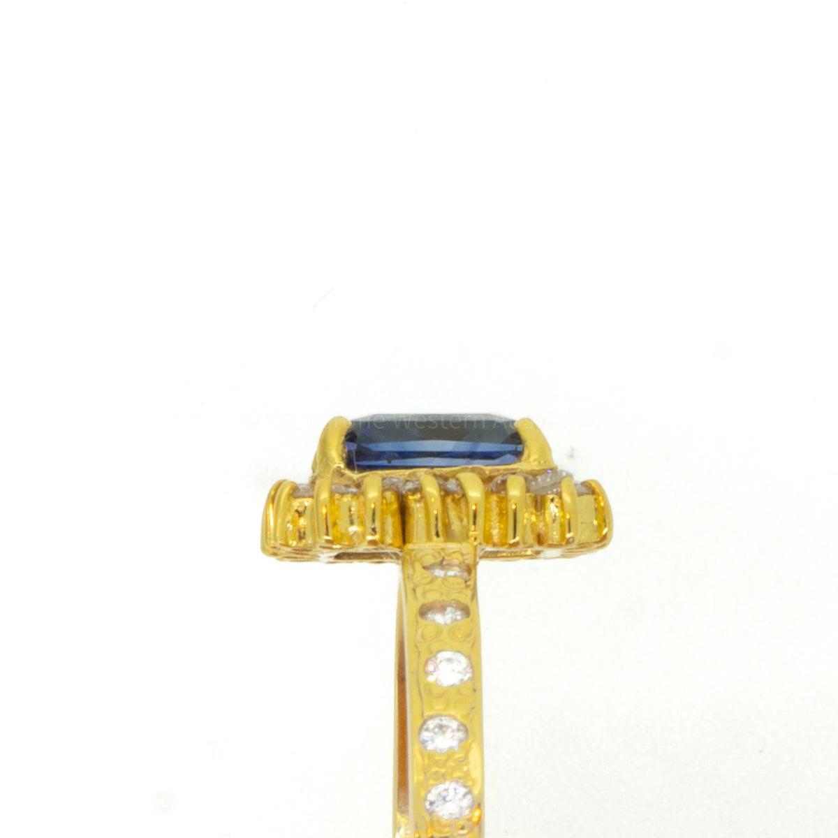 Sapphire and Diamond Halo Ring Handmade - Unheated Sapphire