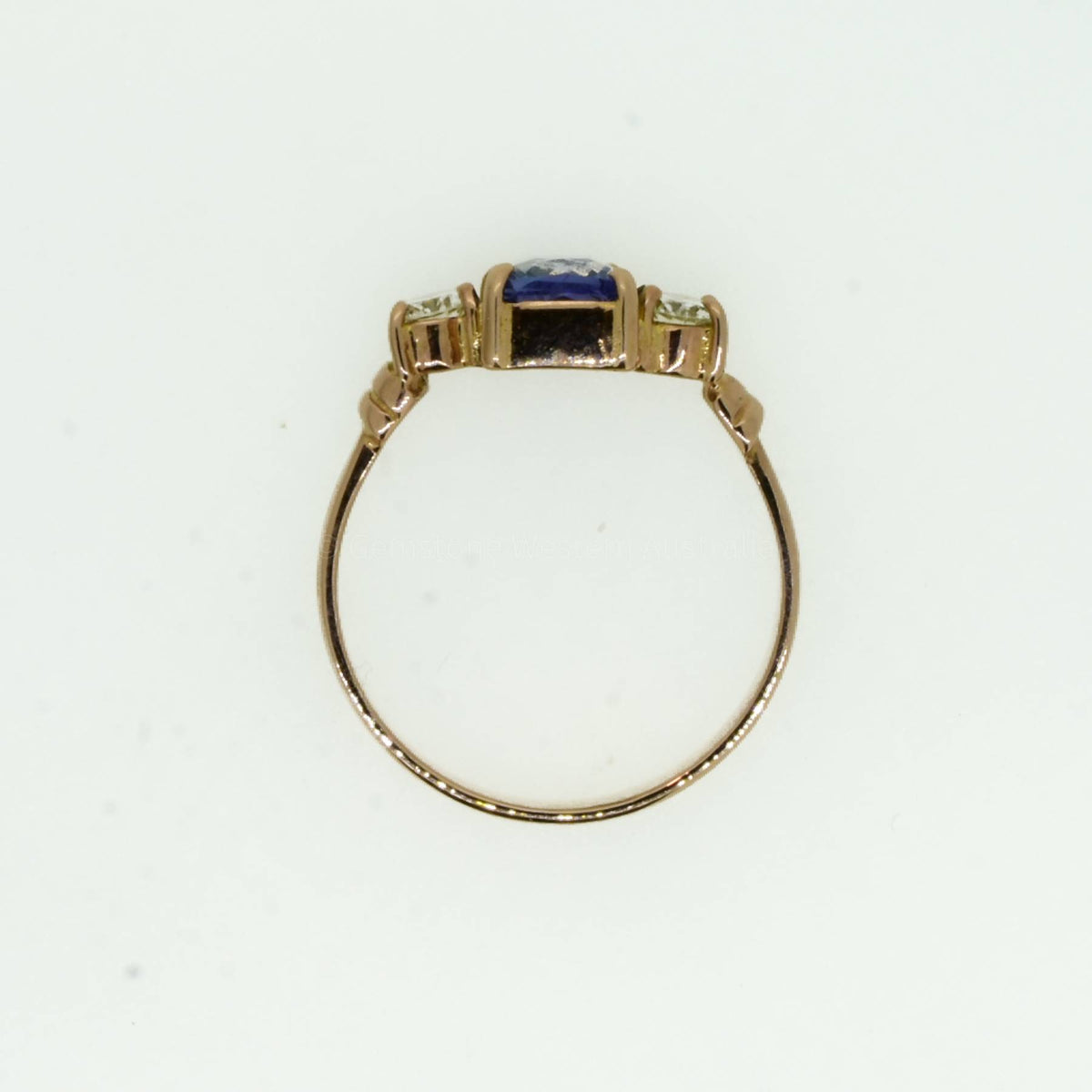 Natural Unheated Sapphire and Diamonds Three Stone Ring