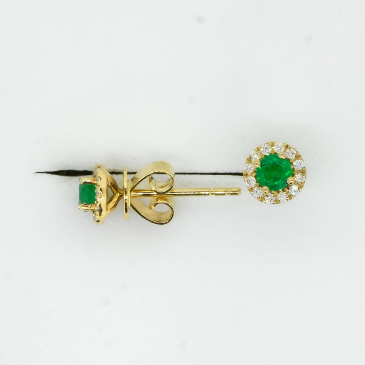 Colombian Emerald and Diamond Stud Earrings in 18K Gold
