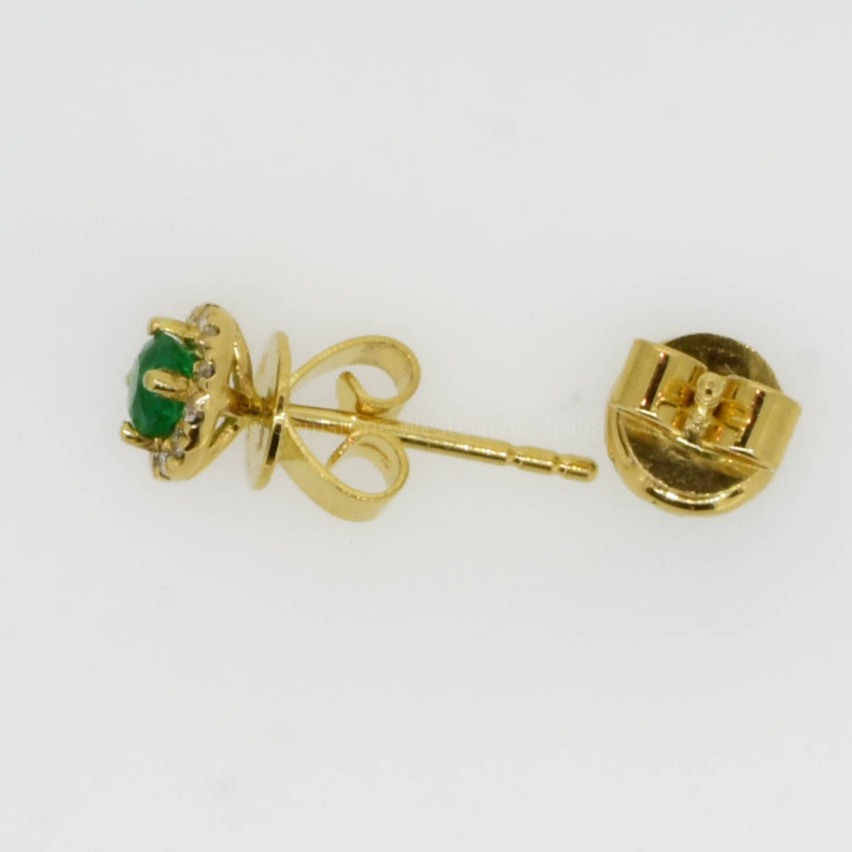 Colombian Emerald and Diamond Stud Earrings in 18K Gold