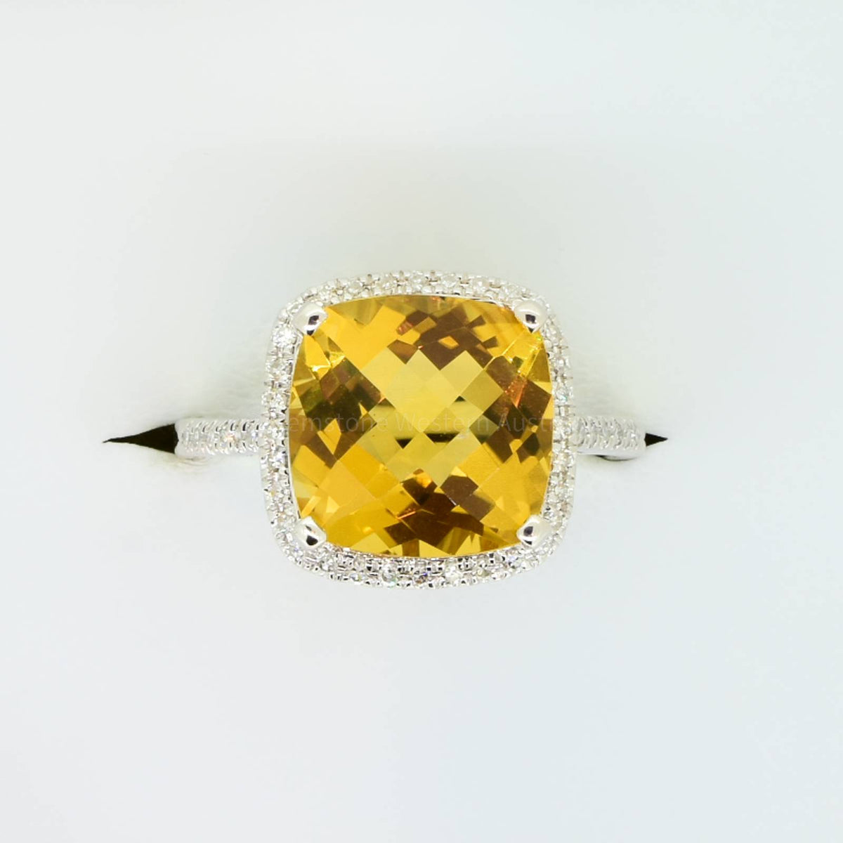 Natural Citrine and Diamond Ring in 18ct White Gold