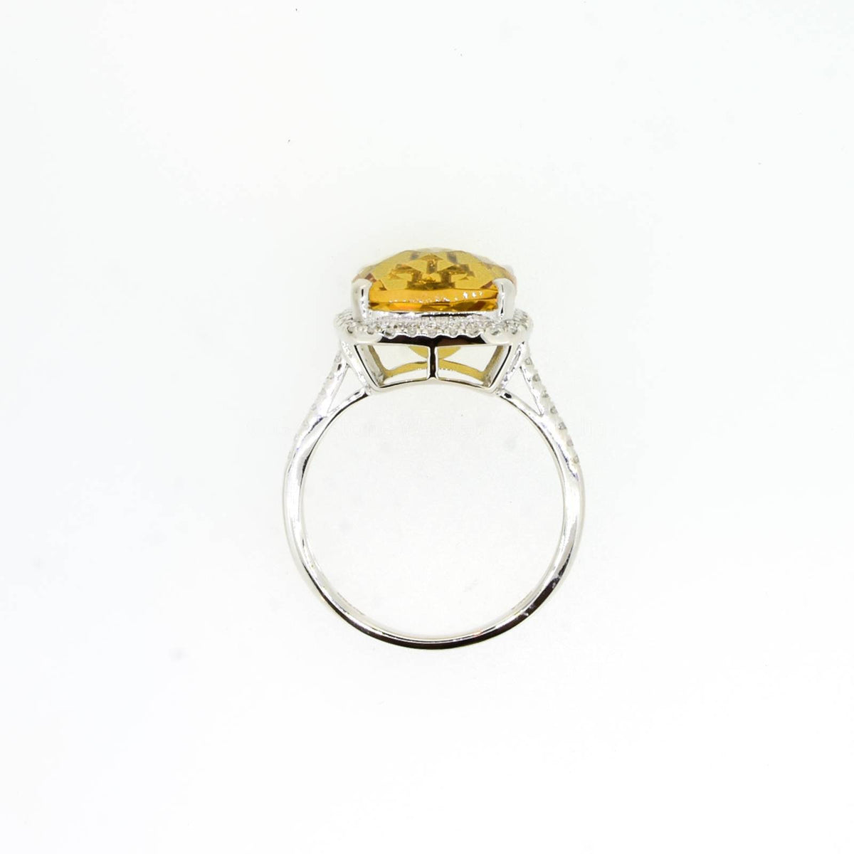 Natural Citrine and Diamond Ring in 18ct White Gold