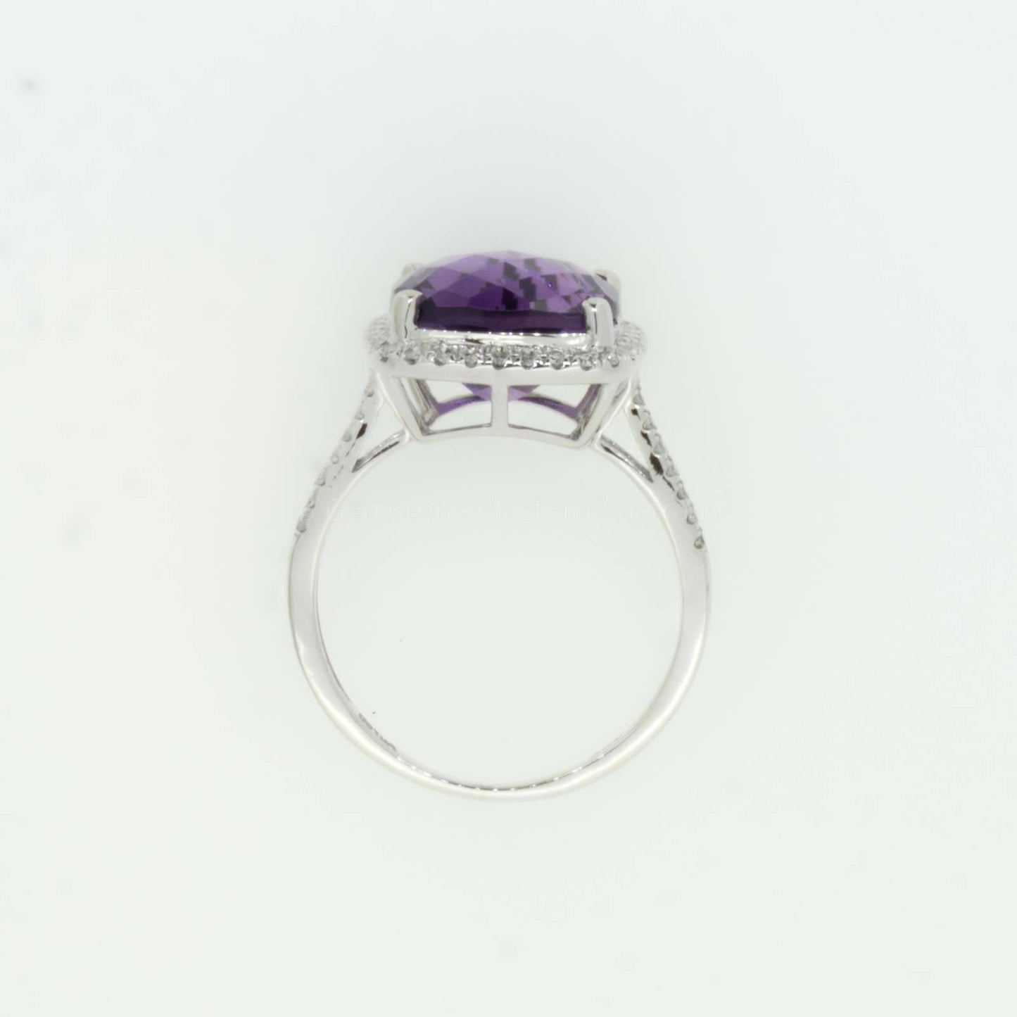 Natural Amethyst and Diamond Ring in 18ct White Gold