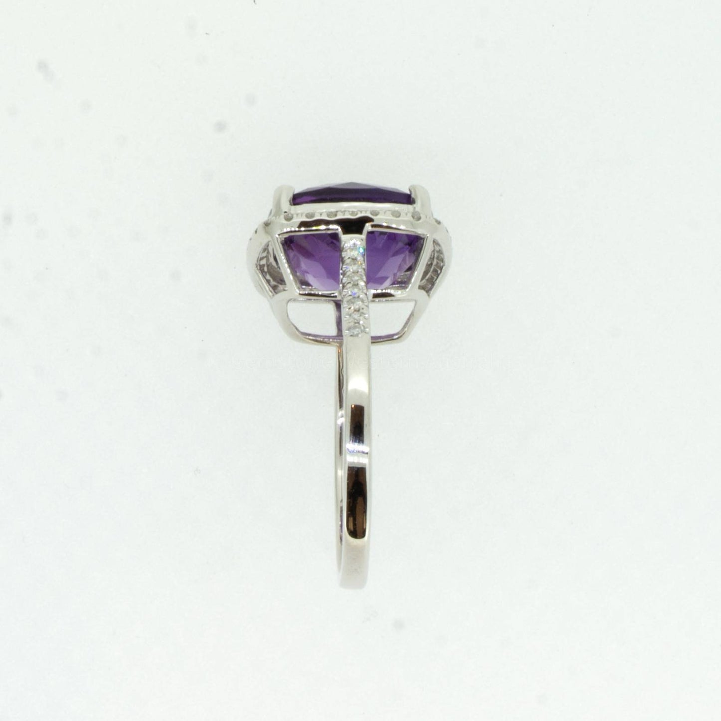 Natural Amethyst and Diamond Ring in 18ct White Gold