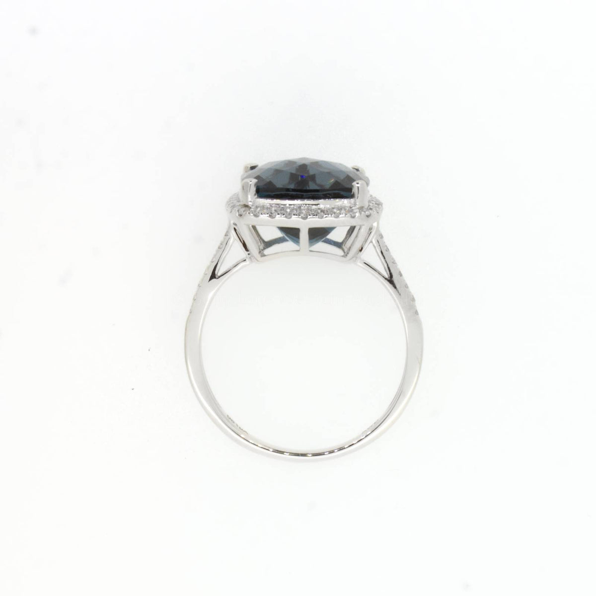 Natural London Blue Topaz and Diamond Ring in 18ct White Gold