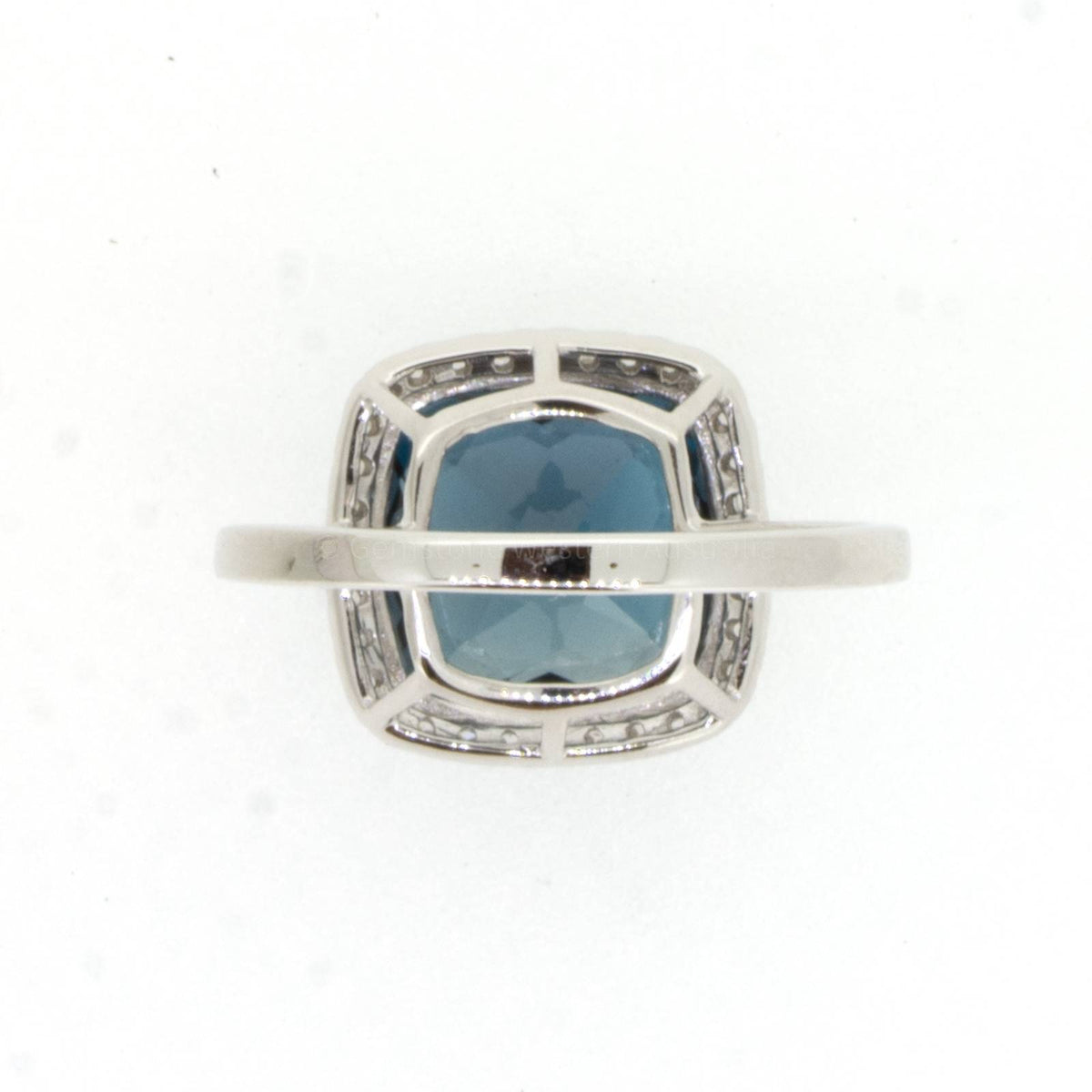 Natural London Blue Topaz and Diamond Ring in 18ct White Gold