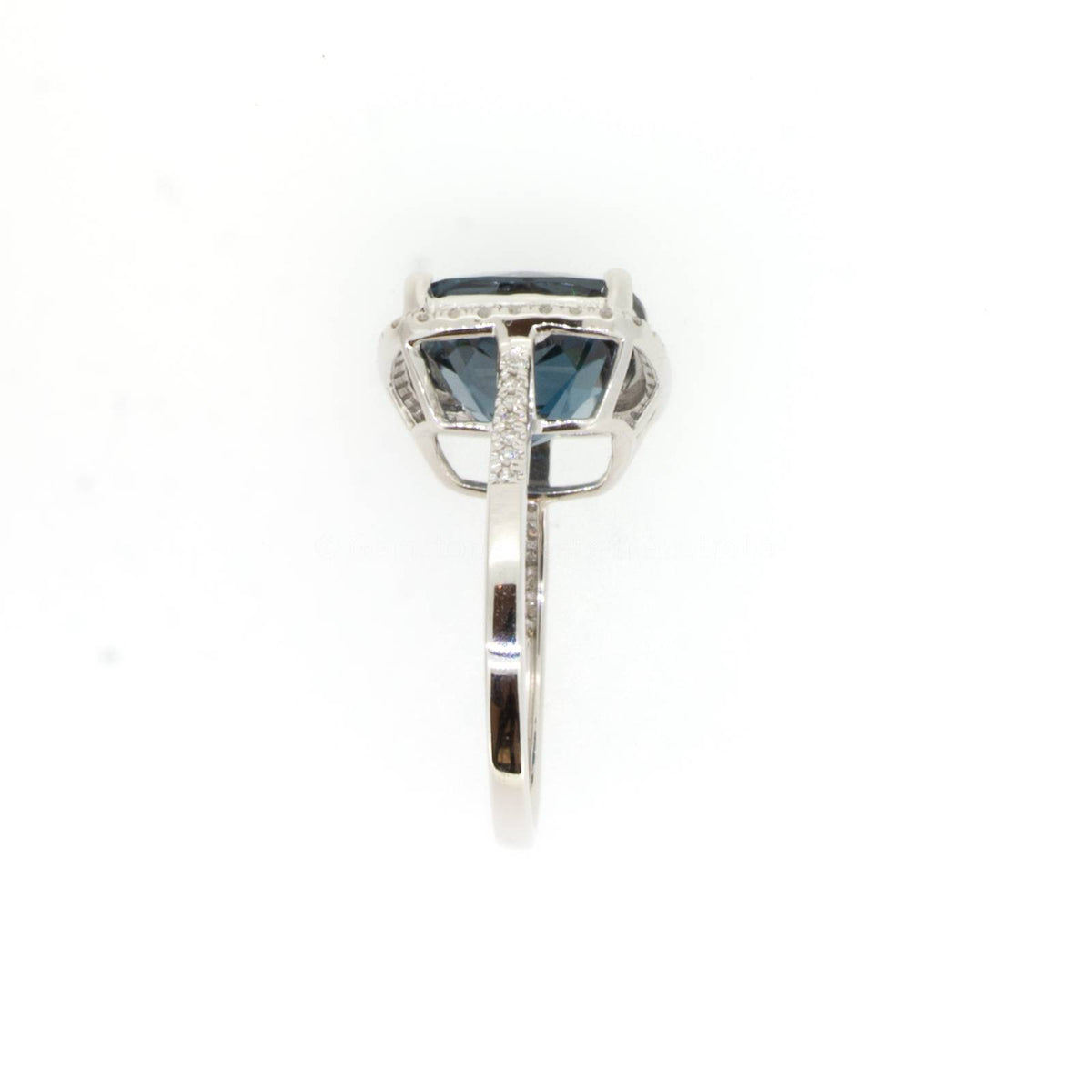Natural London Blue Topaz and Diamond Ring in 18ct White Gold