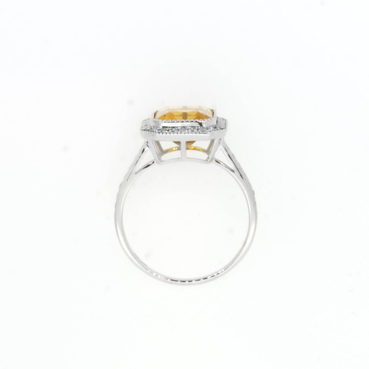 18K Gold Citrine and Diamond Halo Ring