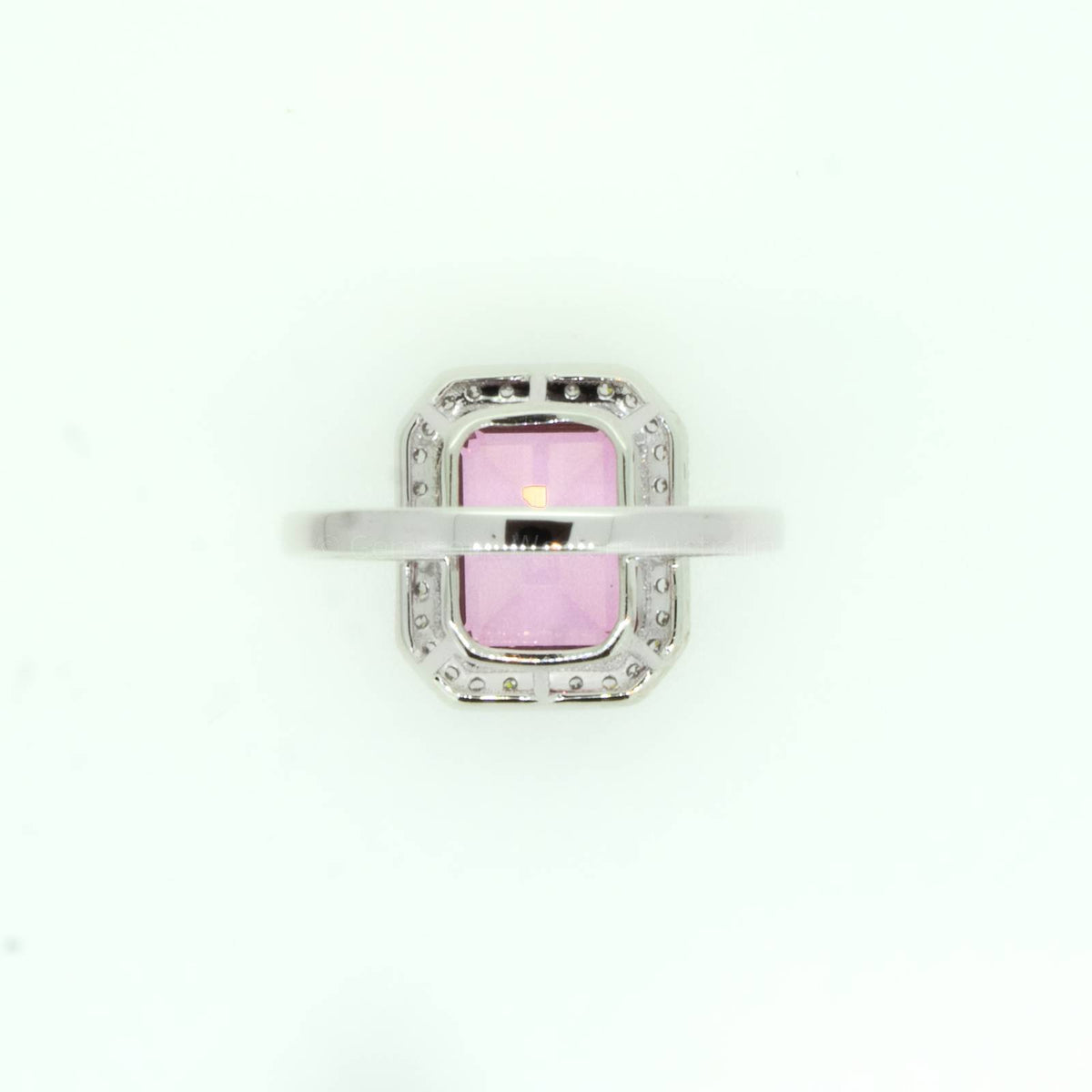 Natural Pink Topaz and Diamonds Ring in 18K White Gold