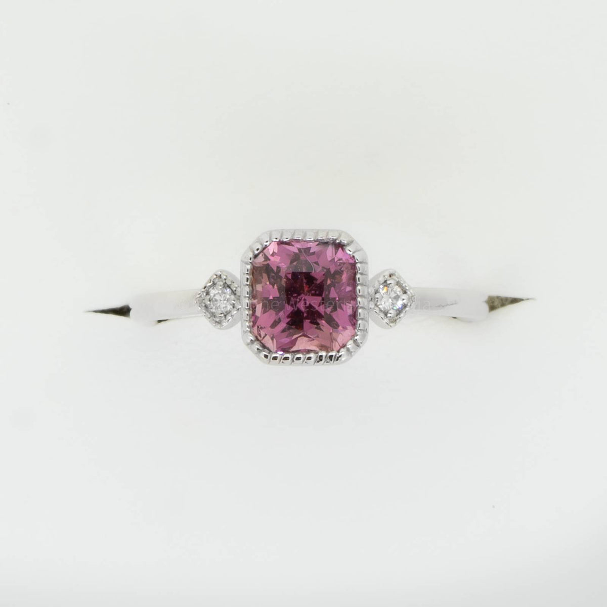 1.12ct Unheated Padparadscha Sapphire and Diamonds Ring