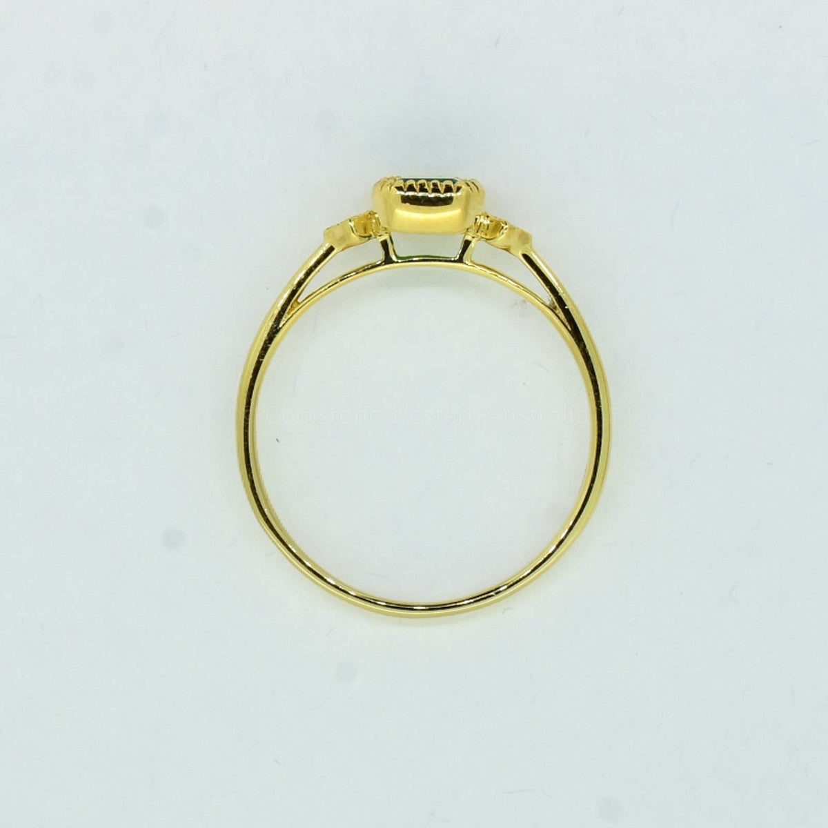 Natural Colombian Emerald Three-Stone Ring in Yellow Gold