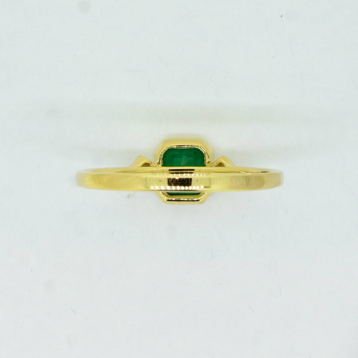 Natural Colombian Emerald Three-Stone Ring in Yellow Gold