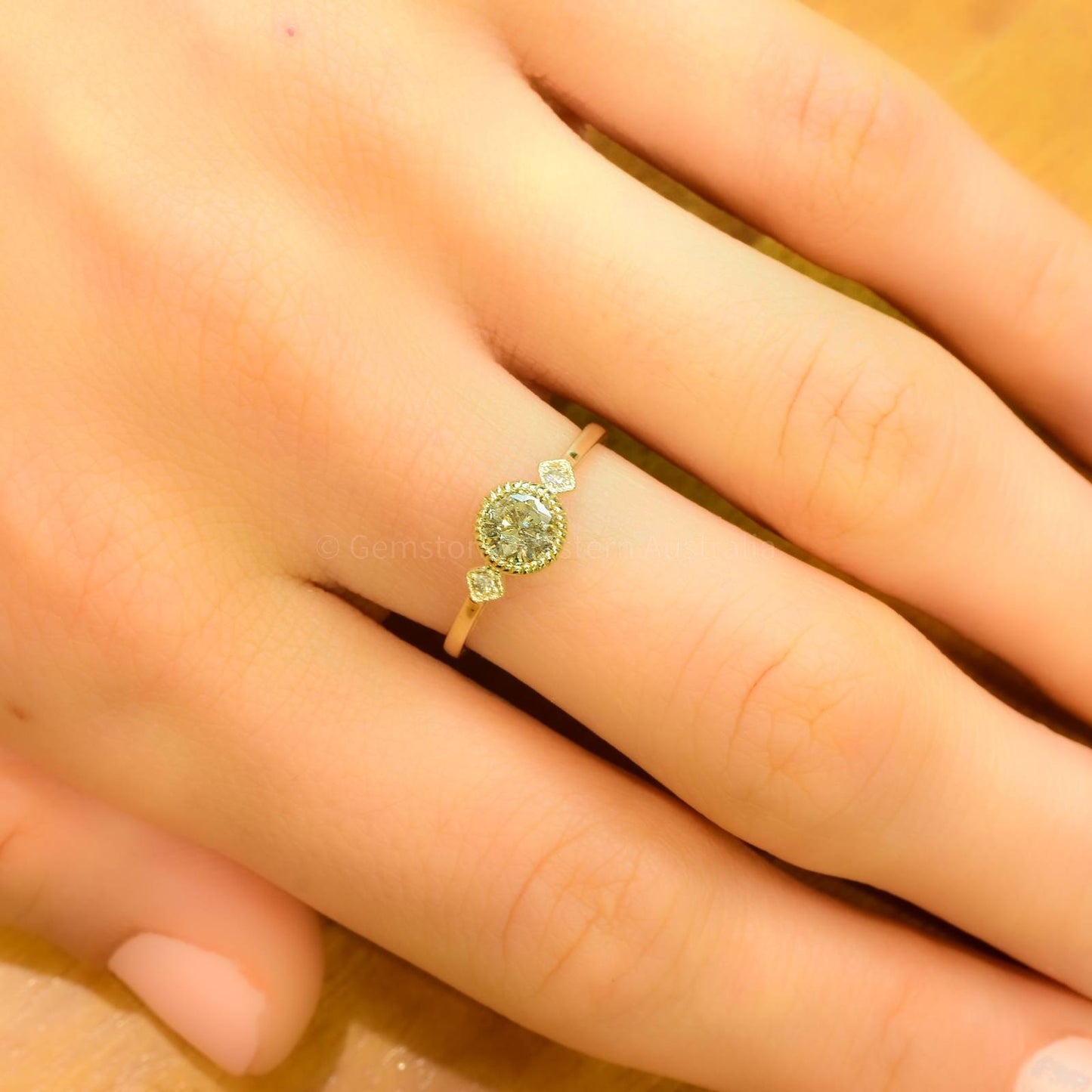 Salt and Pepper diamond and White diamonds Ring in Yellow Gold