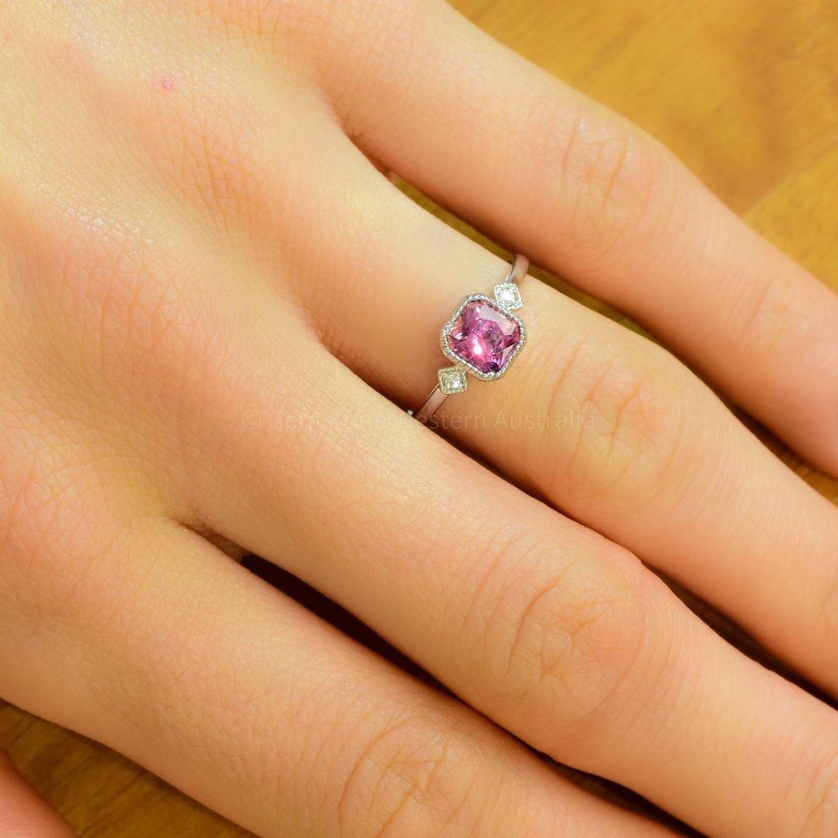 1.12ct Unheated Padparadscha Sapphire and Diamonds Ring