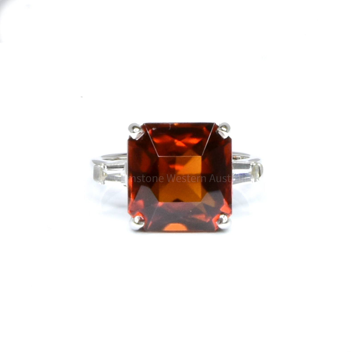 Large 12 Carats Natural Garnet Cocktail Dress Ring in White Gold