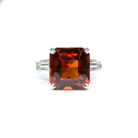 Large 12 Carats Natural Garnet Cocktail Dress Ring in White Gold