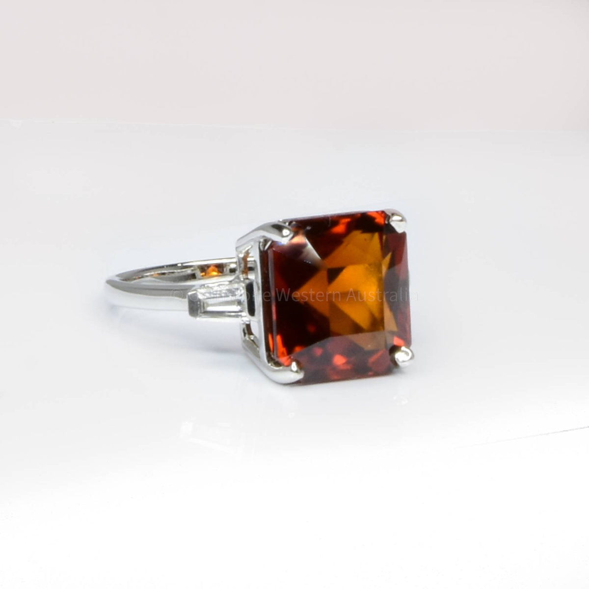 Large 12 Carats Natural Garnet Cocktail Dress Ring in White Gold