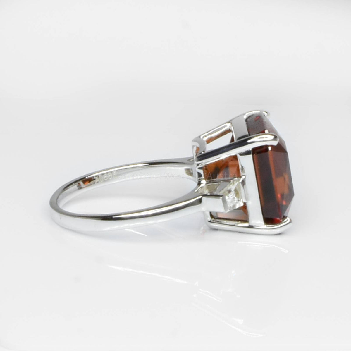 Large 12 Carats Natural Garnet Cocktail Dress Ring in White Gold