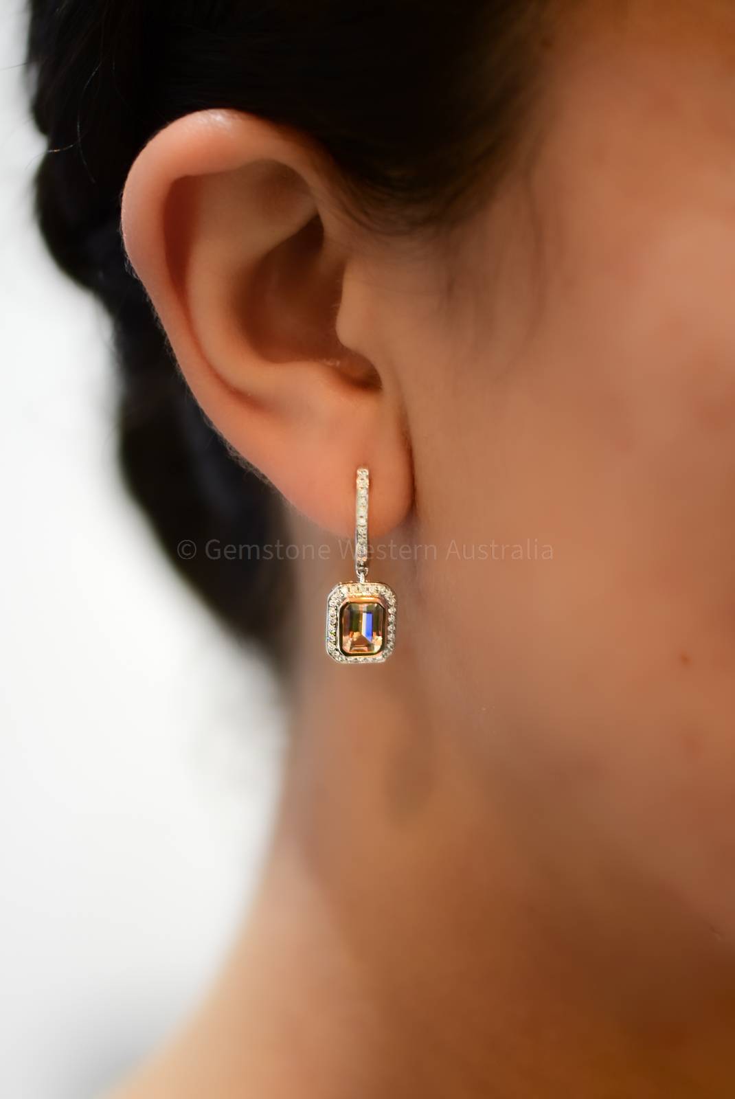 Morganite and Diamonds Dangle Earrings in 18K White Gold