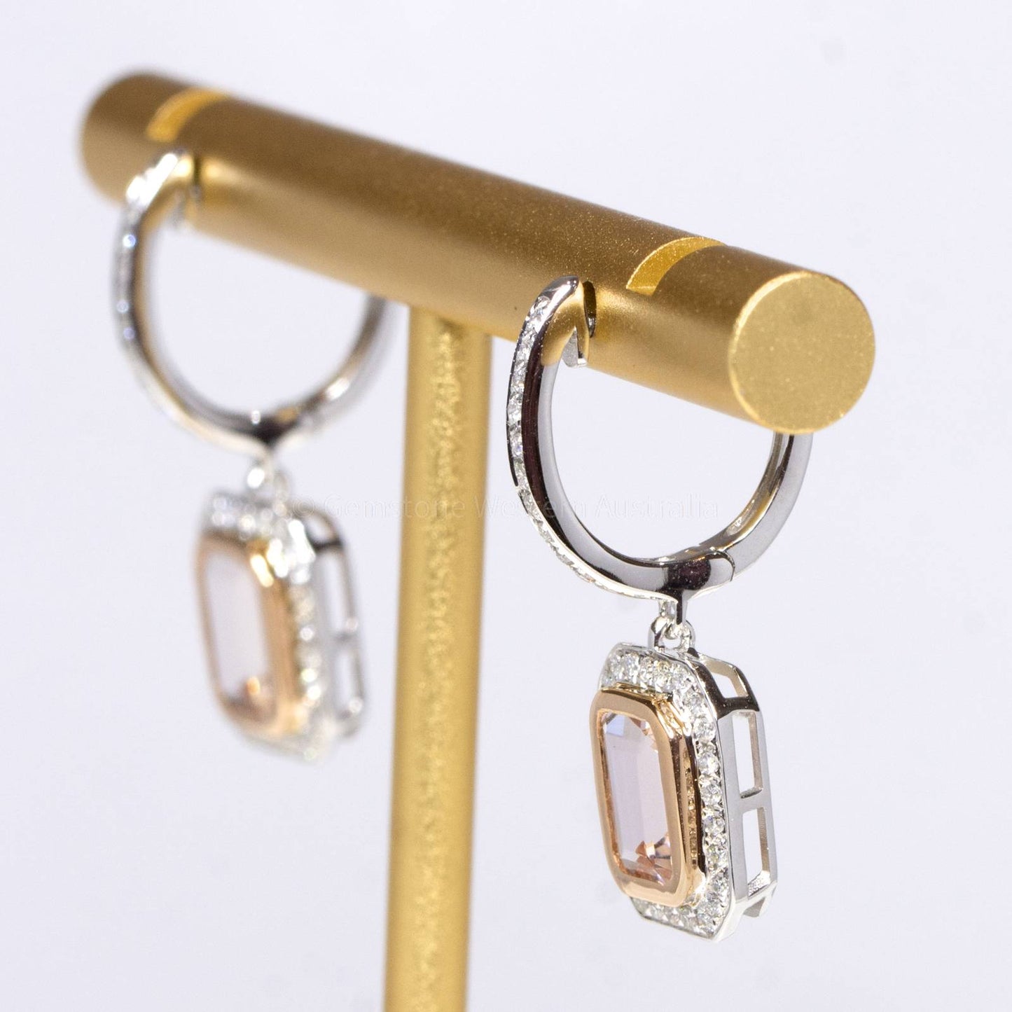 Morganite and Diamonds Dangle Earrings in 18K White Gold