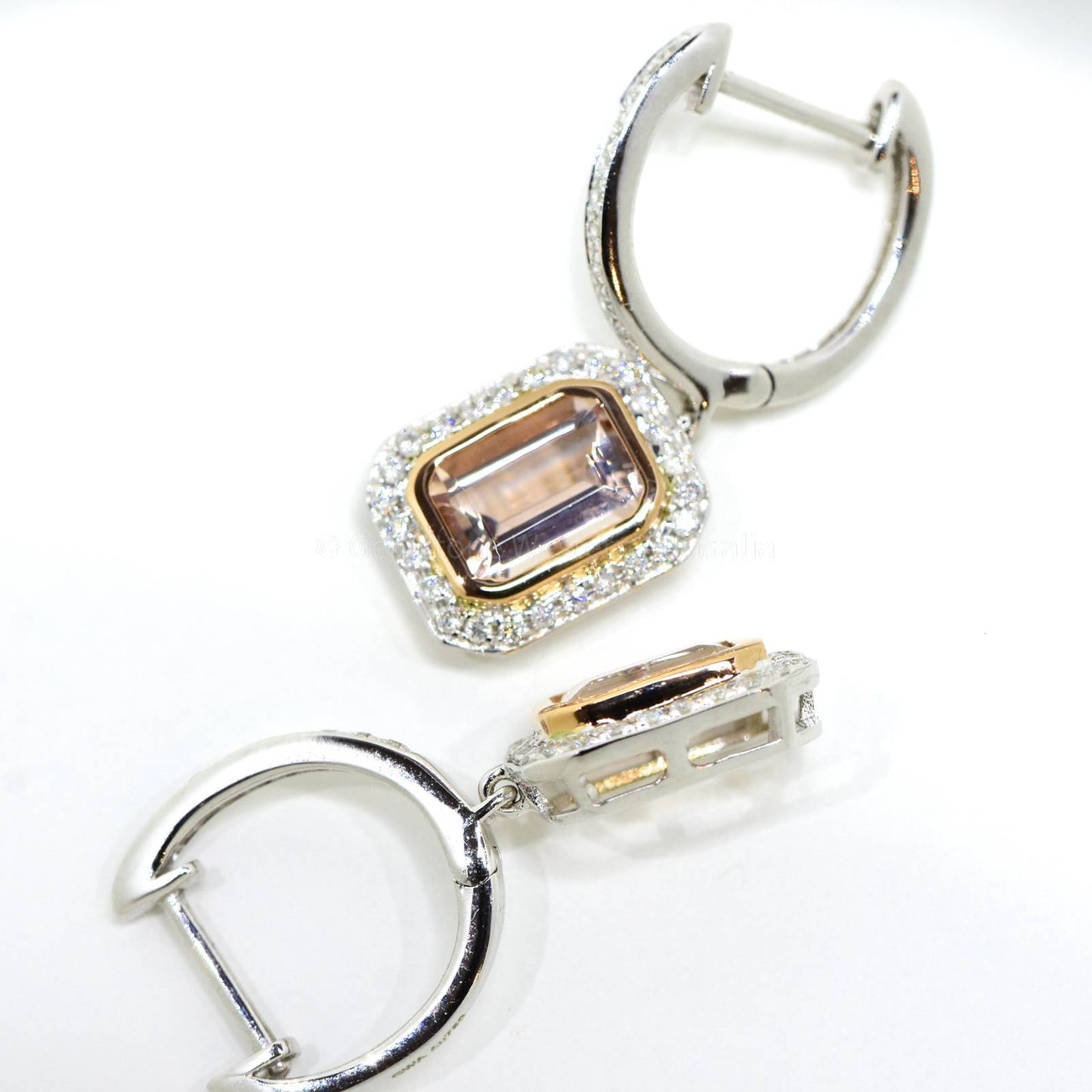 Morganite and Diamonds Dangle Earrings in 18K White Gold