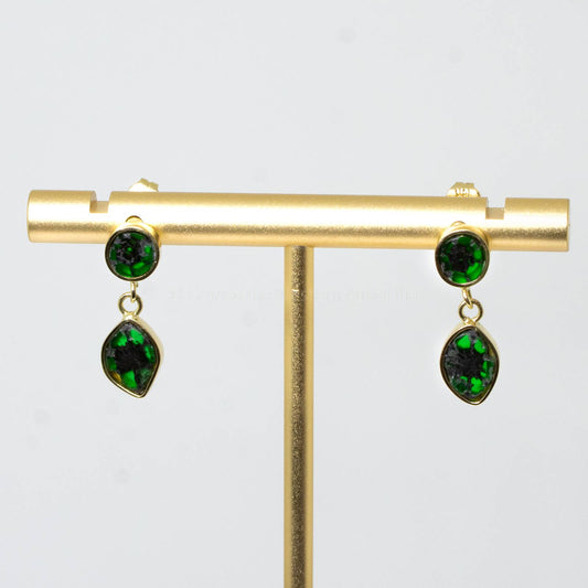 Exclusive and Unique Natural Colombian Emerald Trapiche Earrings in 18K