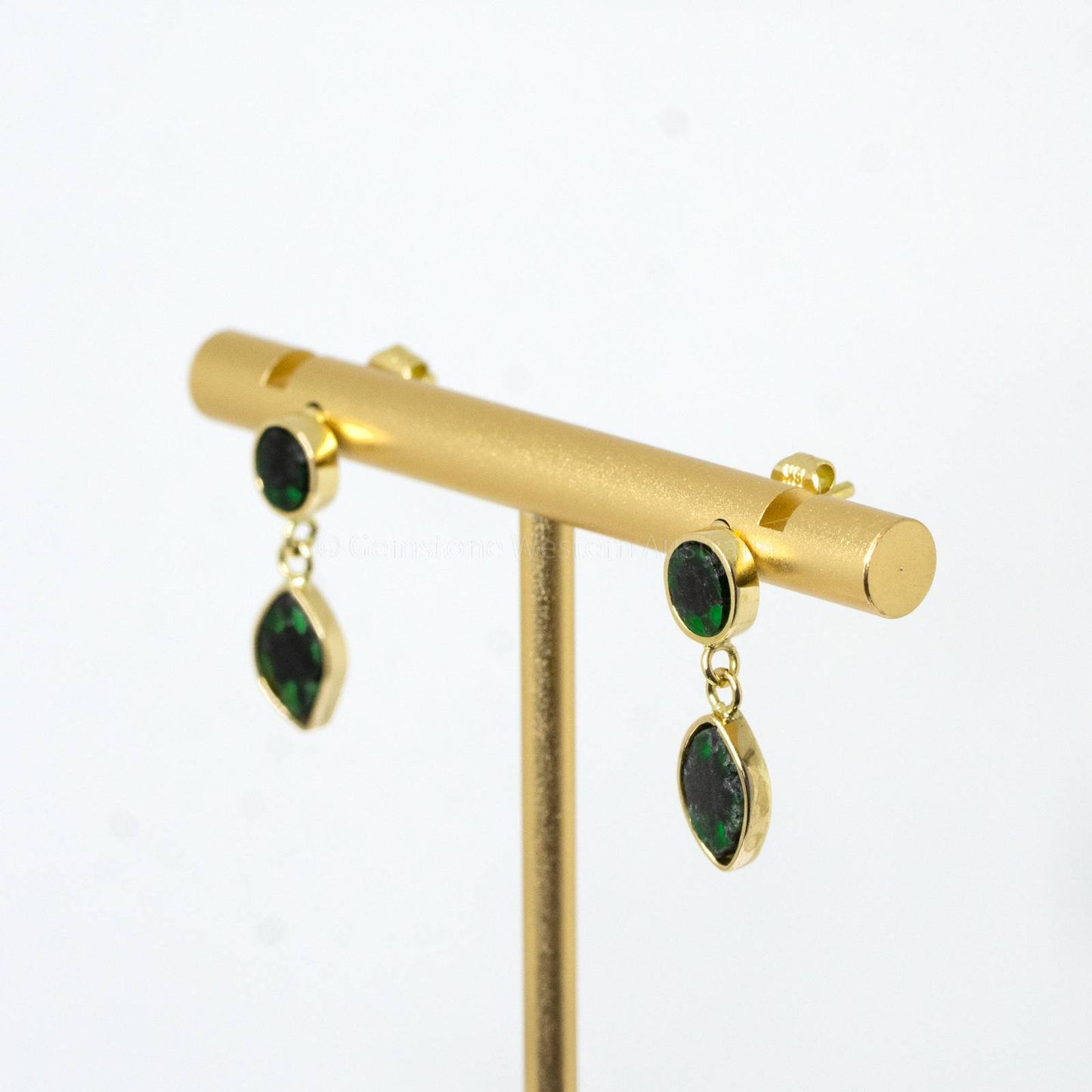 Exclusive and Unique Natural Colombian Emerald Trapiche Earrings in 18K
