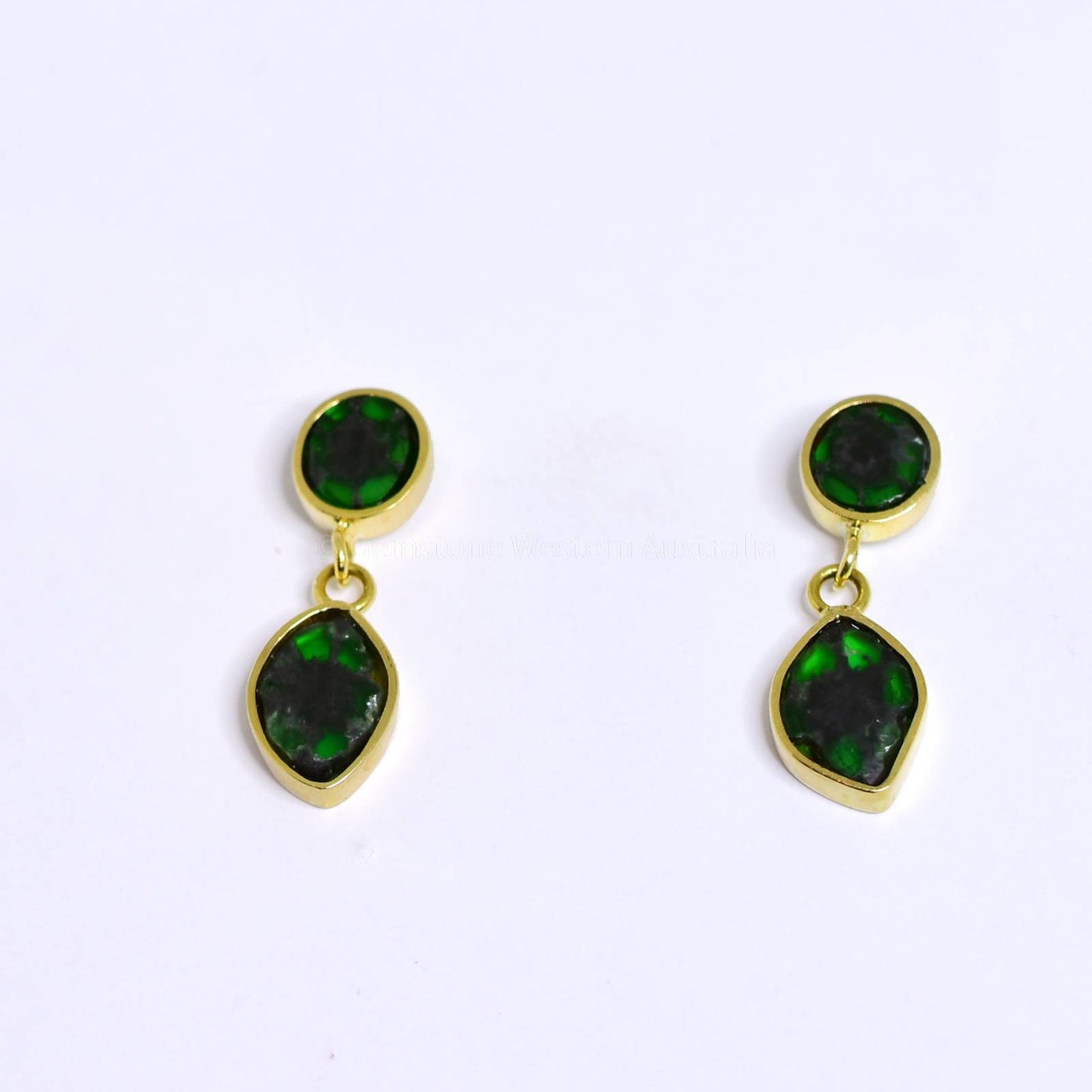Exclusive and Unique Natural Colombian Emerald Trapiche Earrings in 18K
