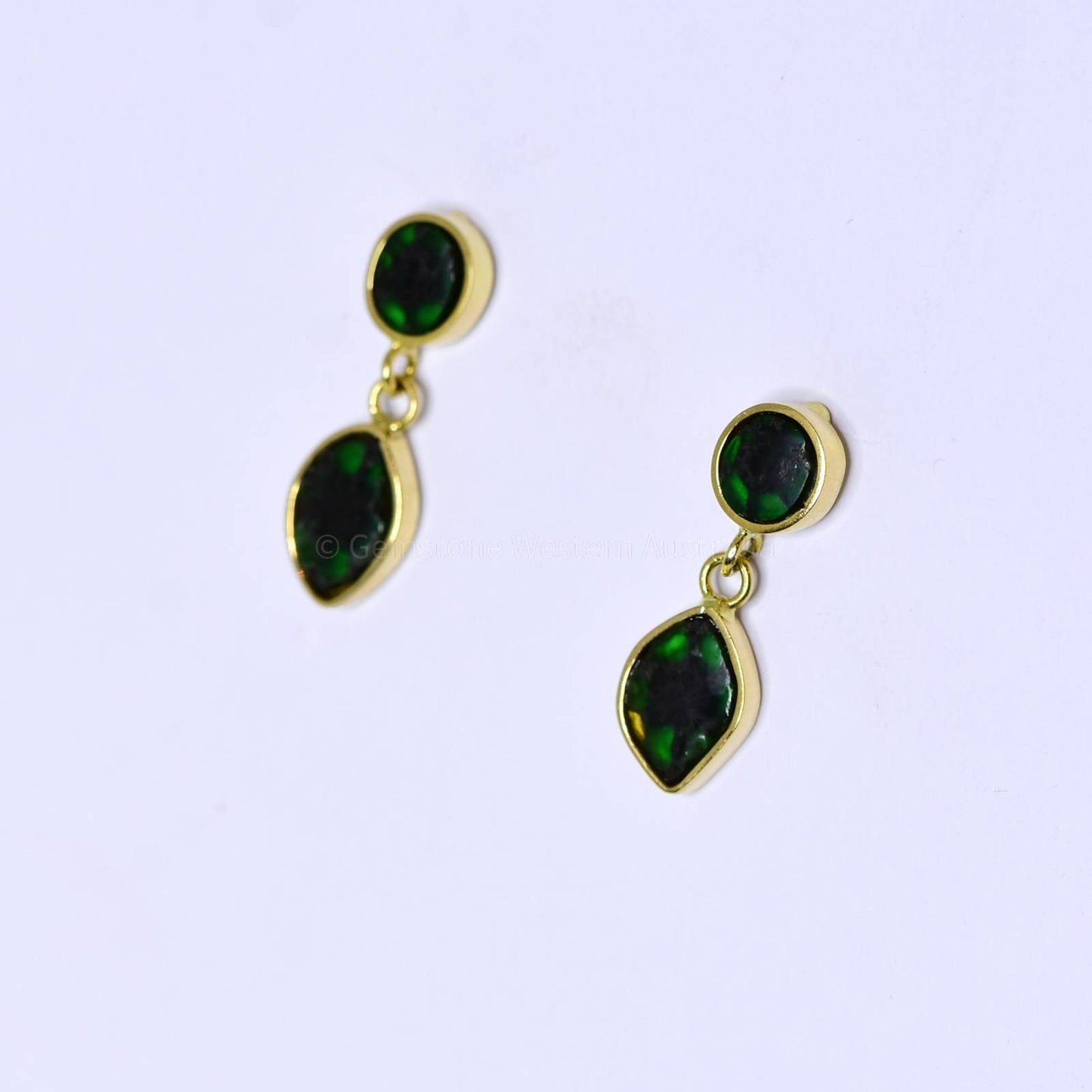 Exclusive and Unique Natural Colombian Emerald Trapiche Earrings in 18K