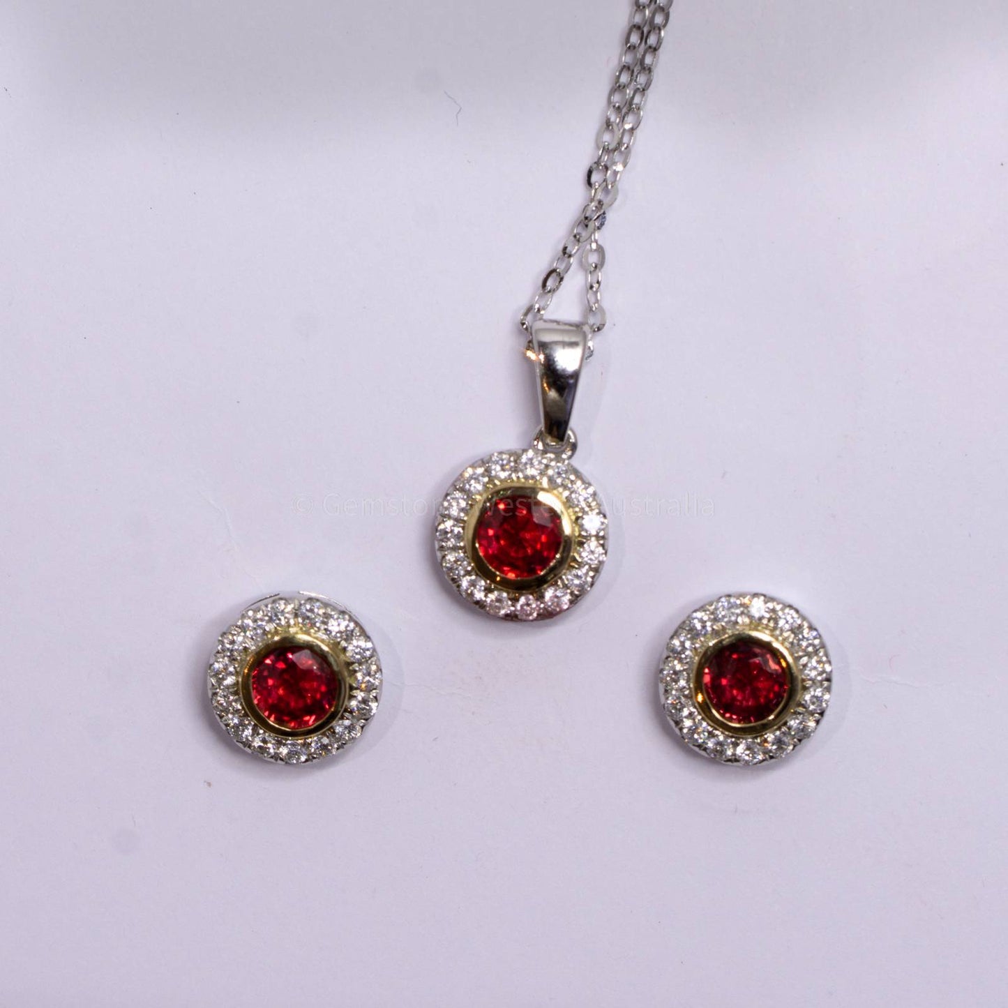 Natural Unheated Ruby Earrings with Diamond Halo Stud Earrings 18K Gold