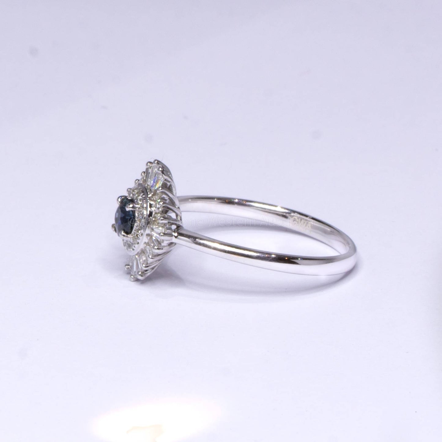 Natural Teal Sapphire Ring - Teal Sapphire Diamond Halo Ring 18K Gold