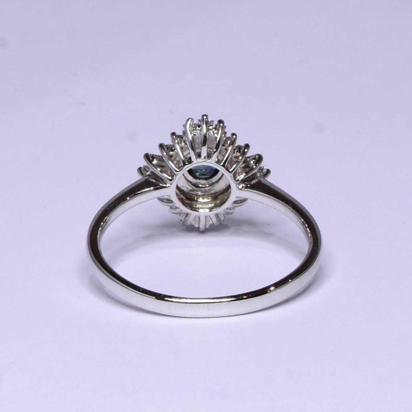 Natural Teal Sapphire Ring - Teal Sapphire Diamond Halo Ring 18K Gold