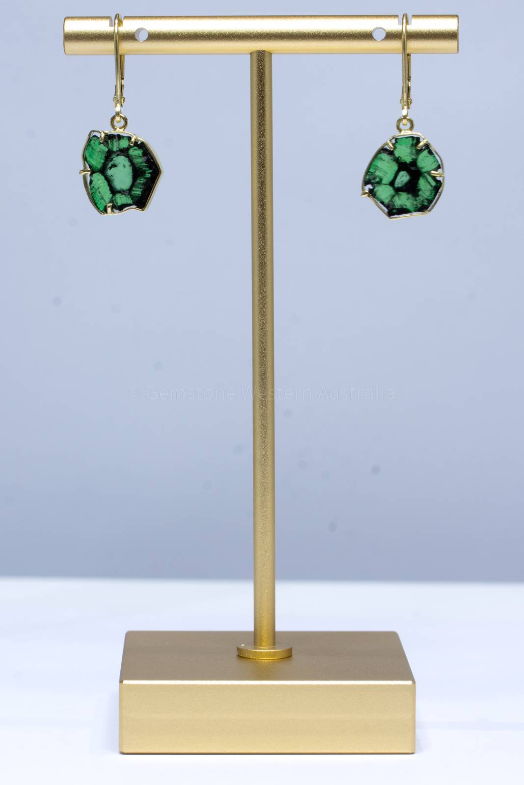 Trapiche Emerald Earrings - Colombian Emerald Dangling Earrings 18K Gold
