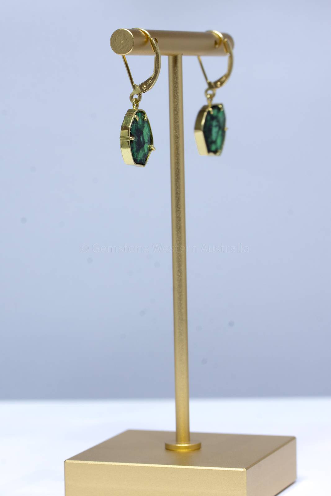 Trapiche Emerald Earrings - Colombian Emerald Dangling Earrings 18K Gold