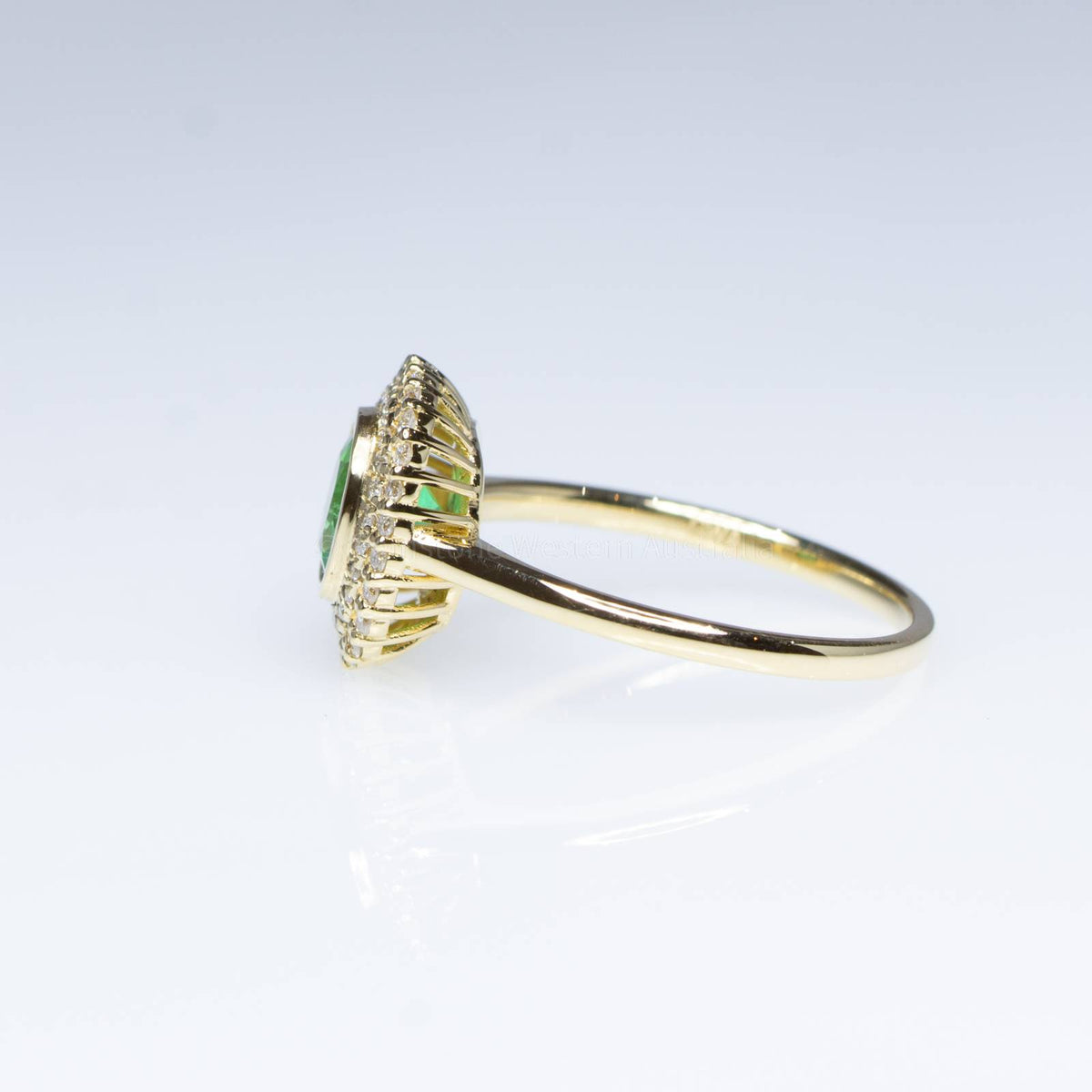Colombian Emerald Halo Ring Double Halo Engagement Dress Ring 18K