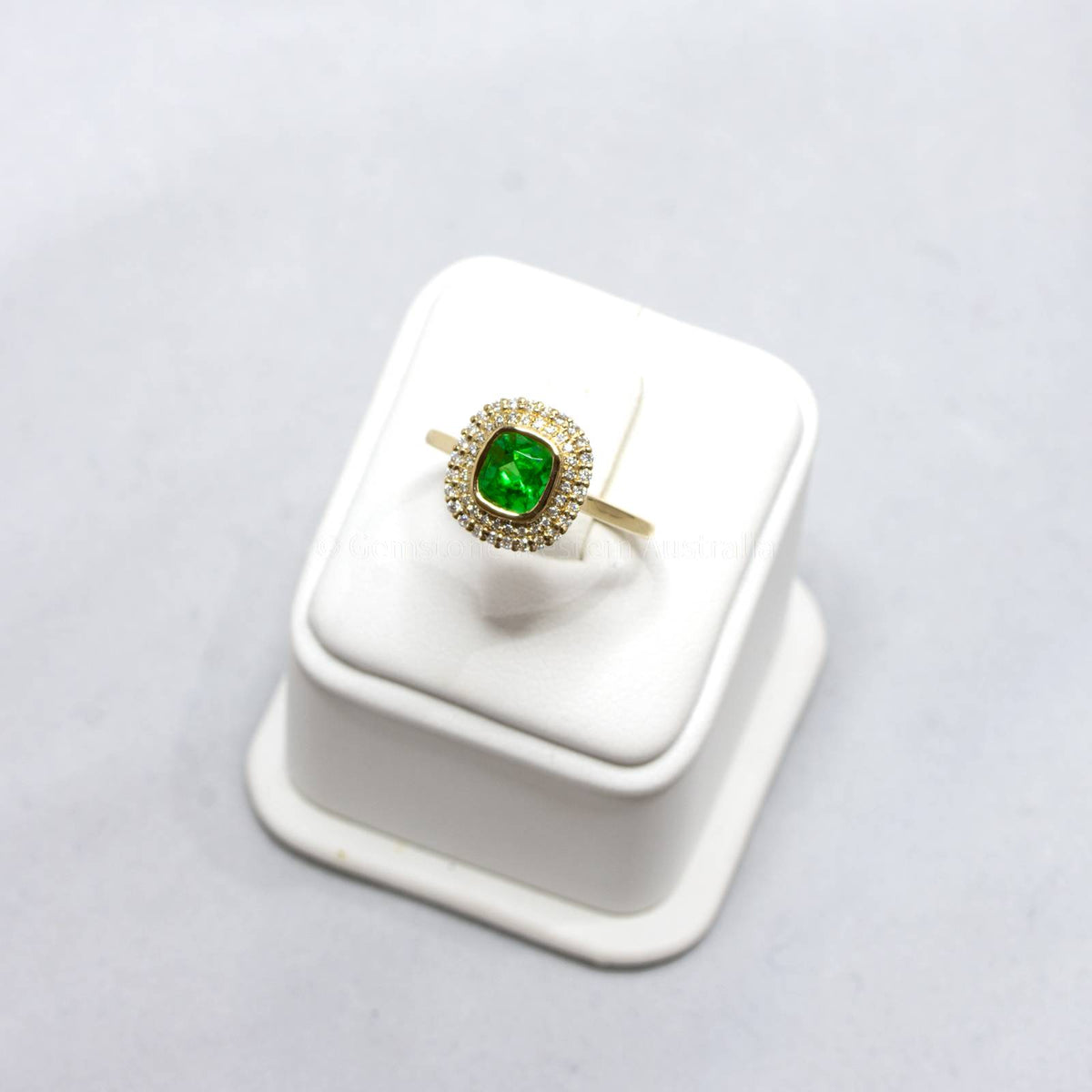 Colombian Emerald Halo Ring Double Halo Engagement Dress Ring 18K