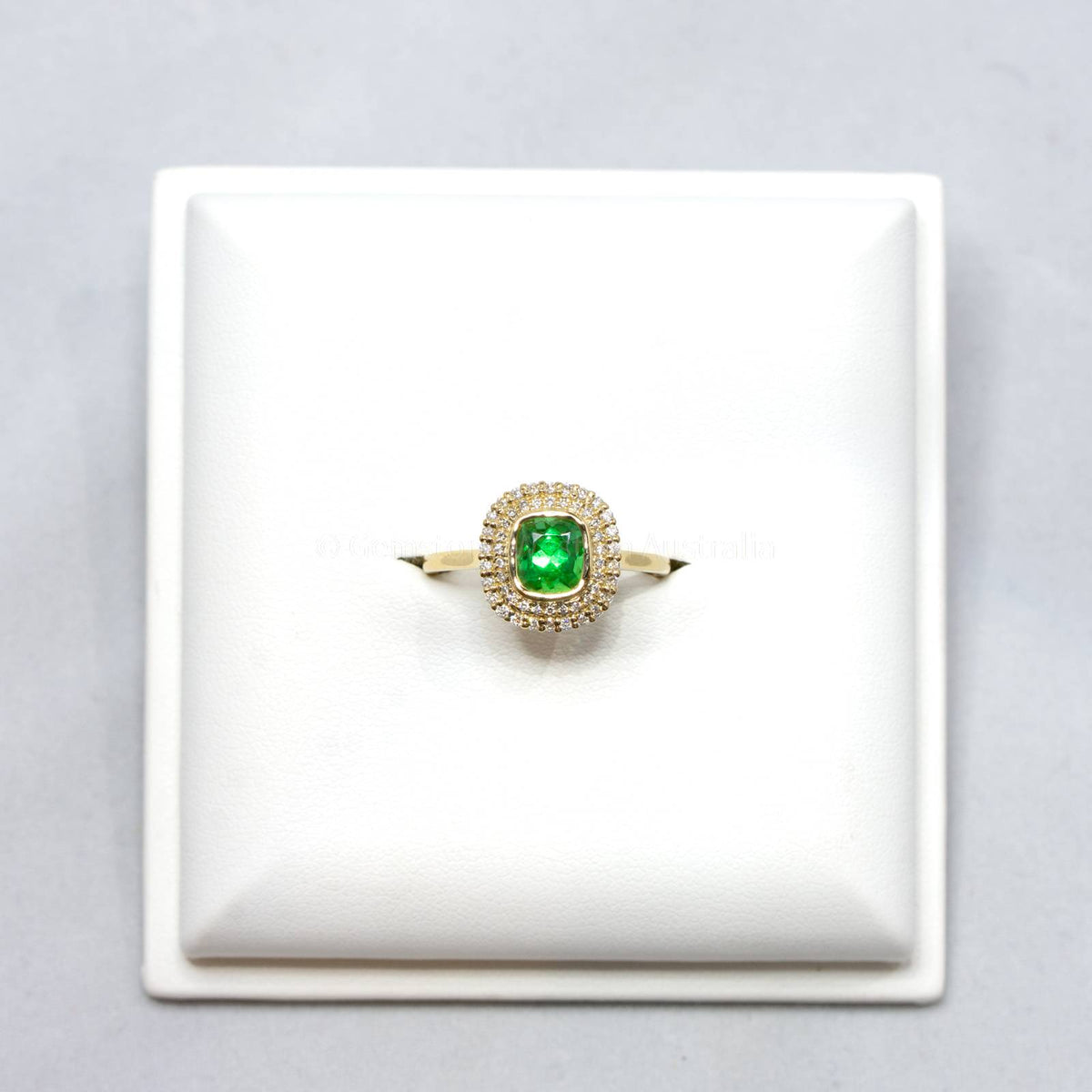 Colombian Emerald Halo Ring Double Halo Engagement Dress Ring 18K