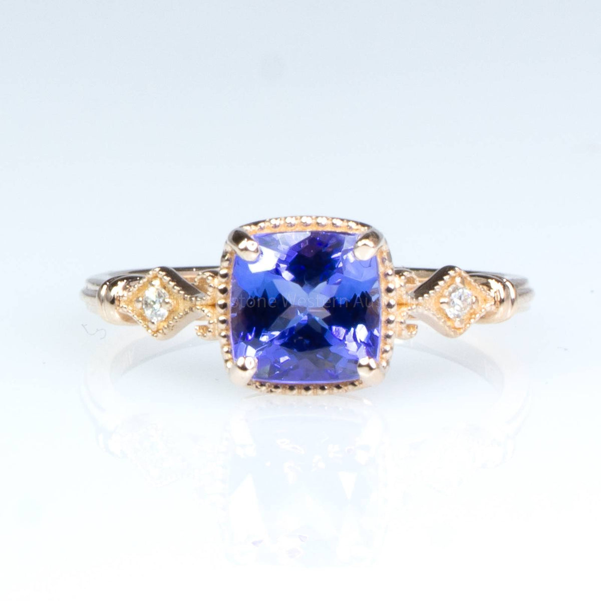1.57ct Tanzanite and Diamond Ring in 14K Rose Gold