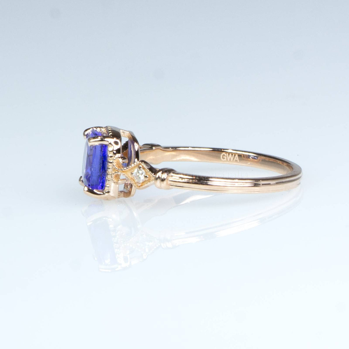 1.57ct Tanzanite and Diamond Ring in 14K Rose Gold