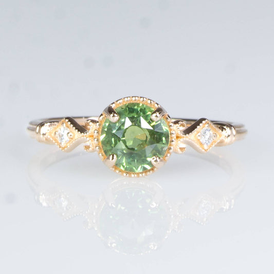 1 Carat Green Sapphire Ring Green Sapphire Diamond Ring