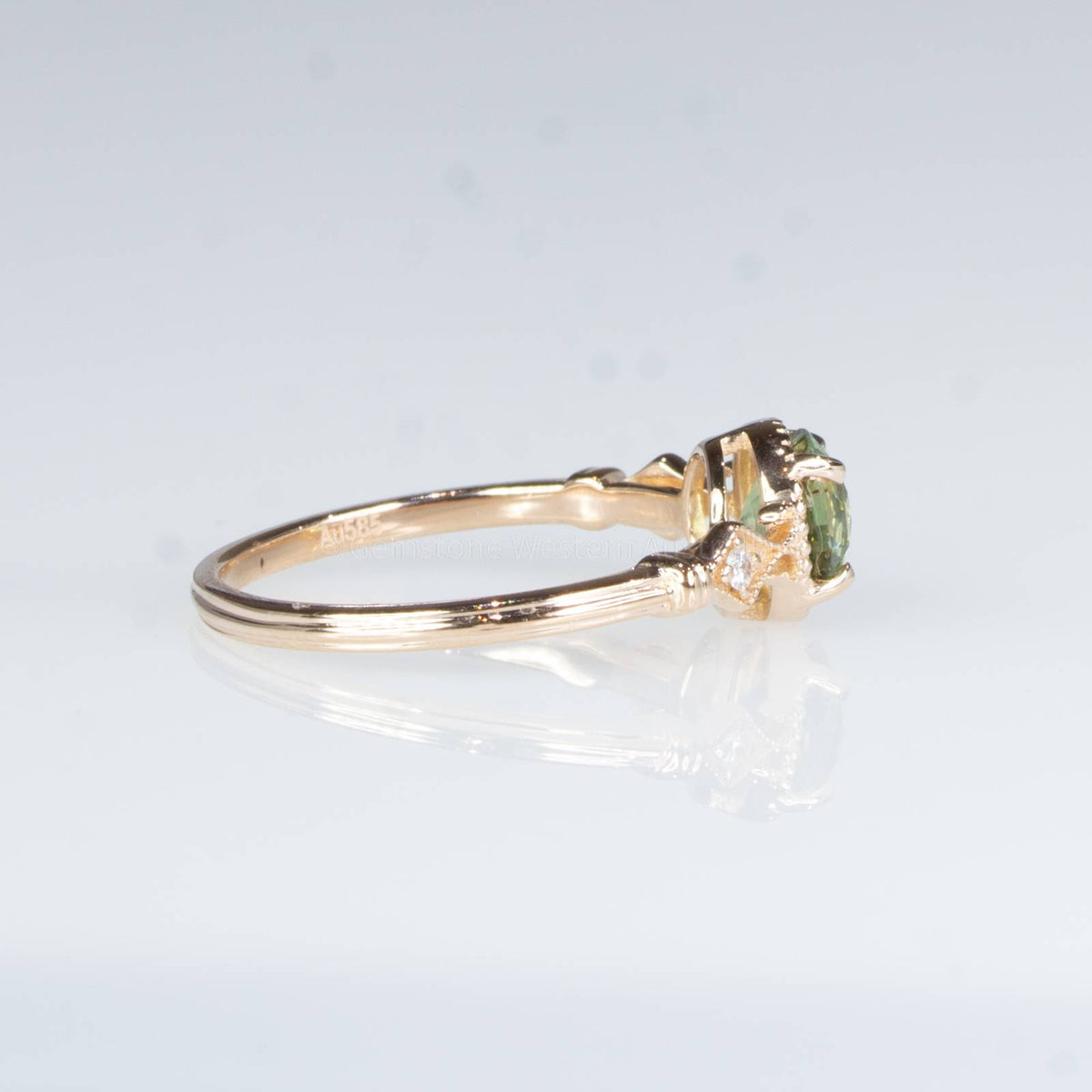 1 Carat Green Sapphire Ring Green Sapphire Diamond Ring