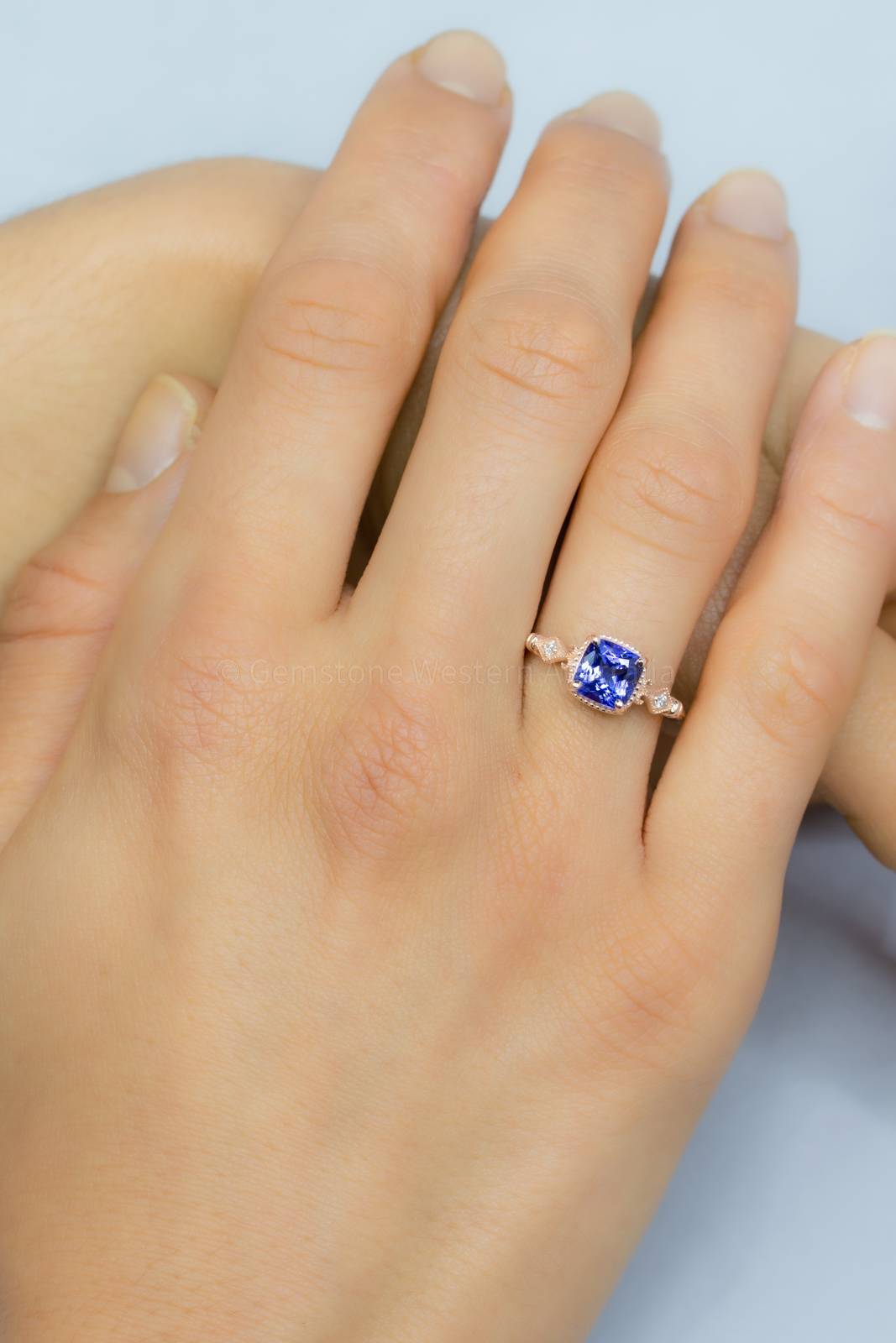 1.57ct Tanzanite and Diamond Ring in 14K Rose Gold
