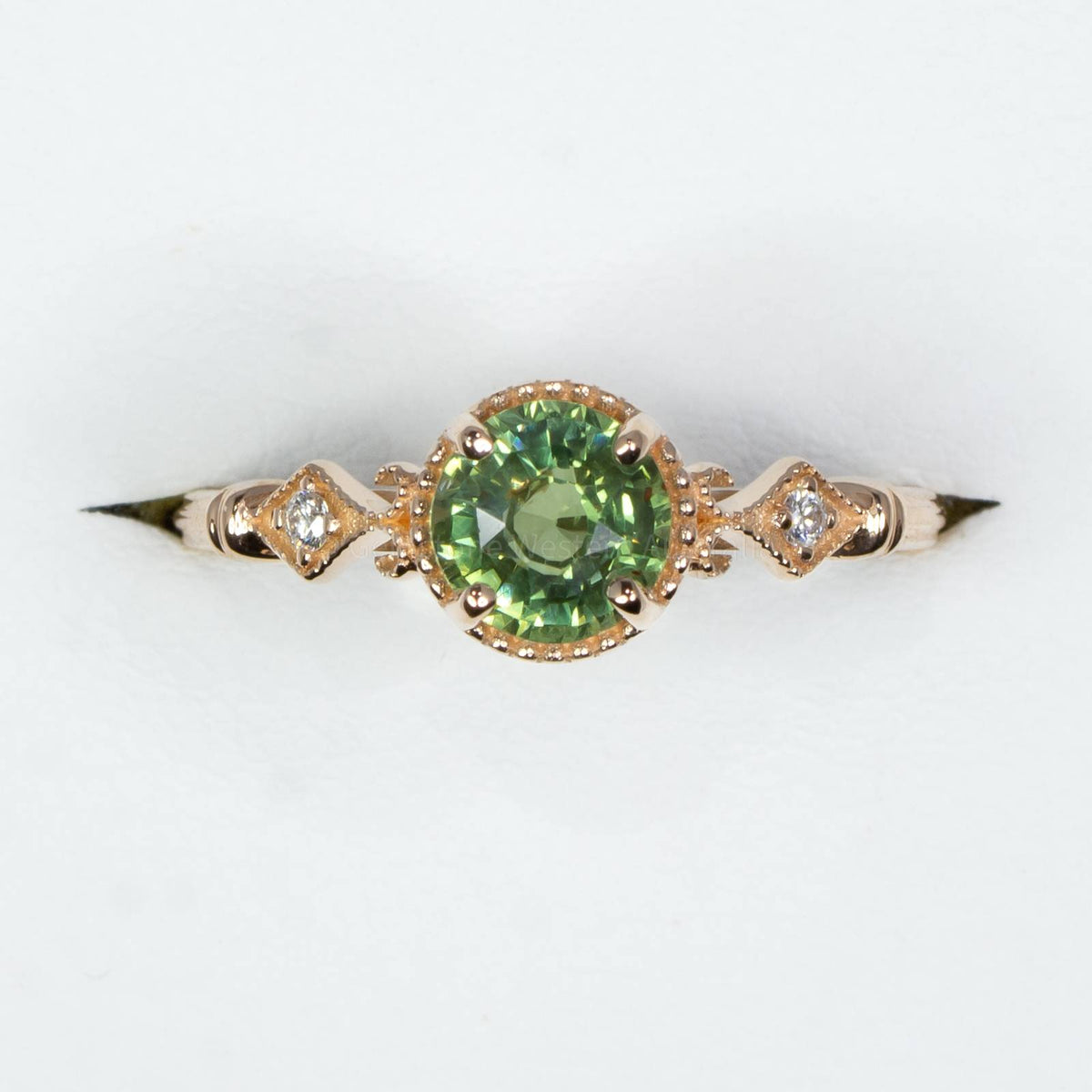 1 Carat Green Sapphire Ring Green Sapphire Diamond Ring